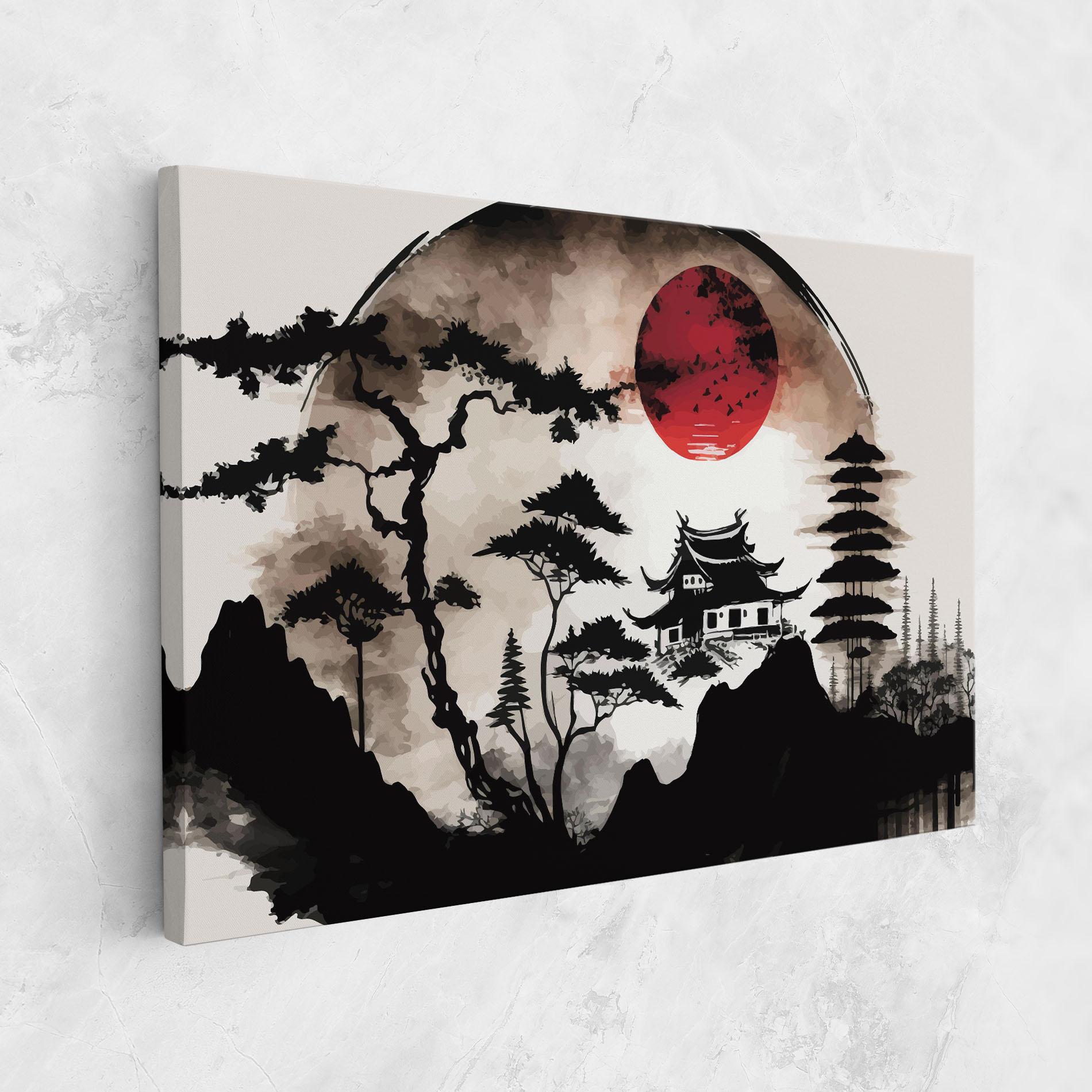 Vászonkép Asian Red Moon mockup 1