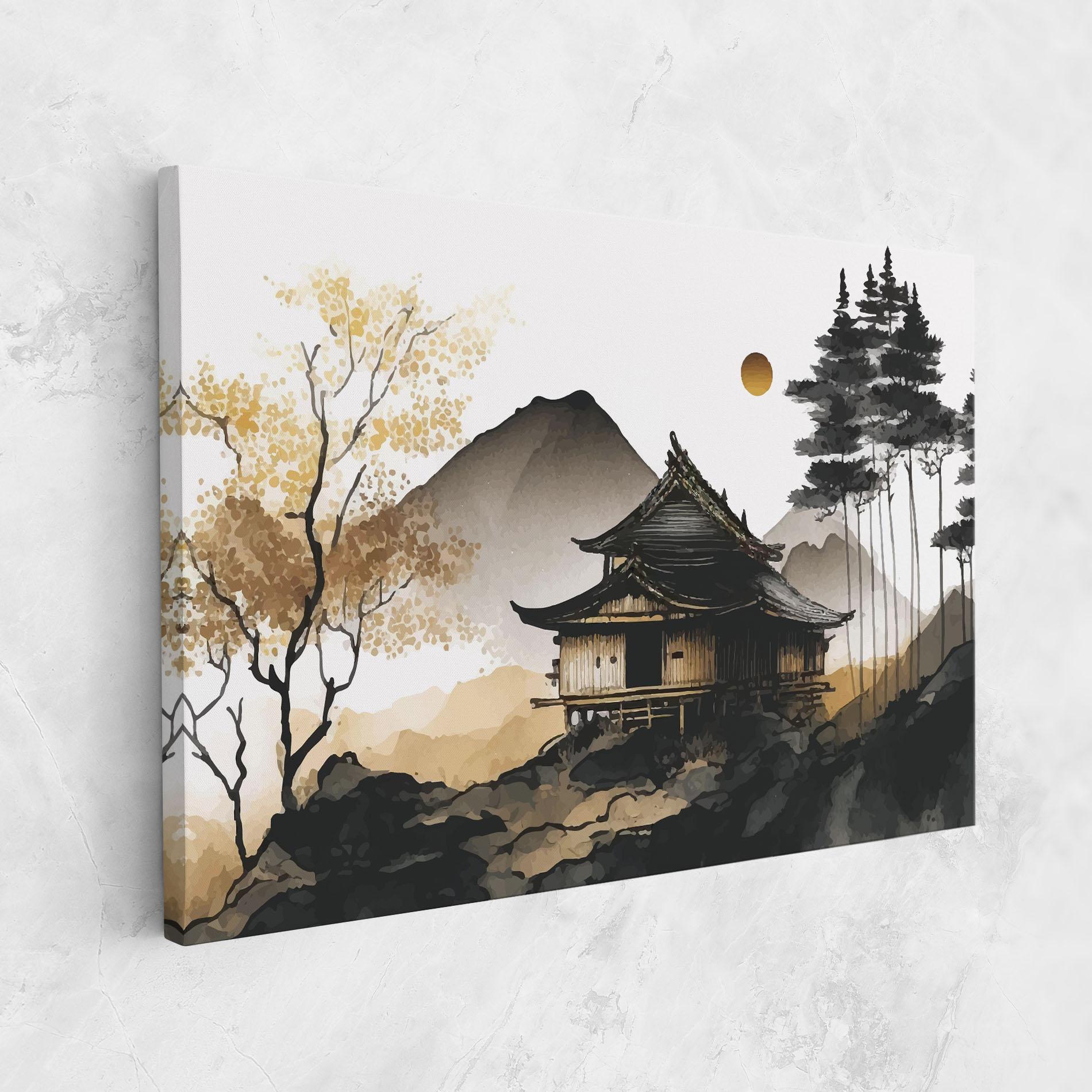 Vászonkép Gold Japanese Temple mockup 1