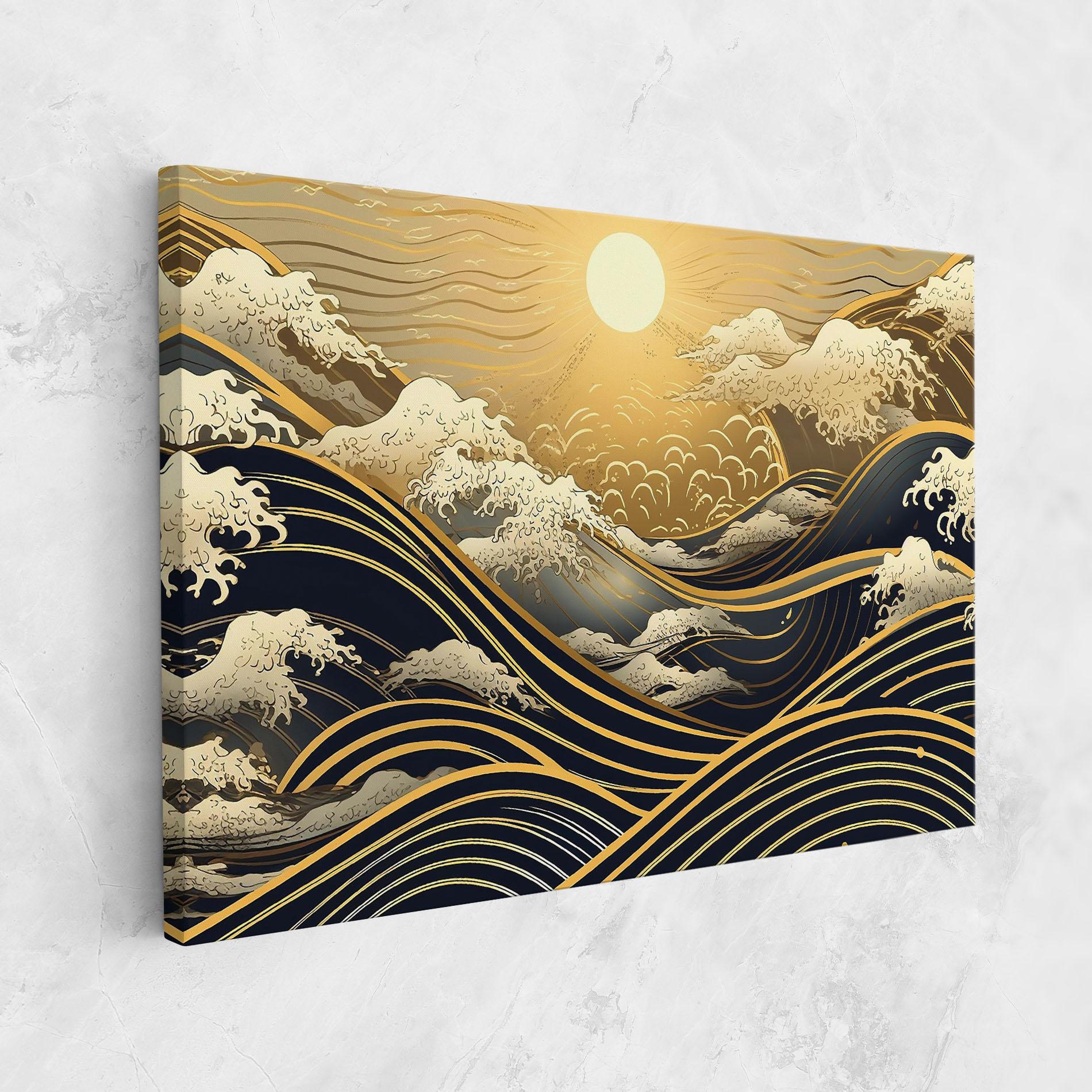 Vászonkép Gold Waves Landscape mockup 1