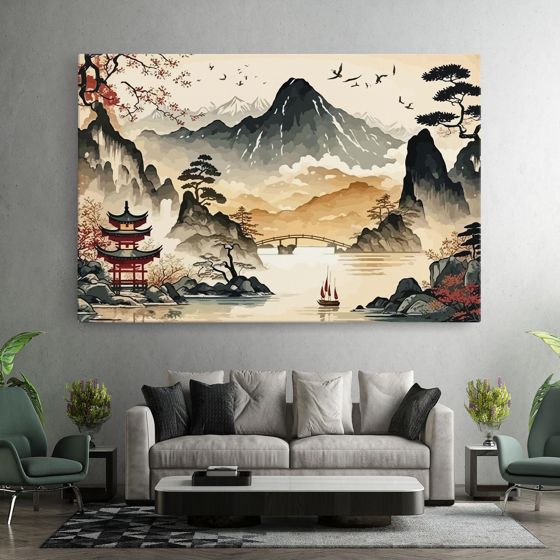 Vászonkép Asian Mountain View mockup 7