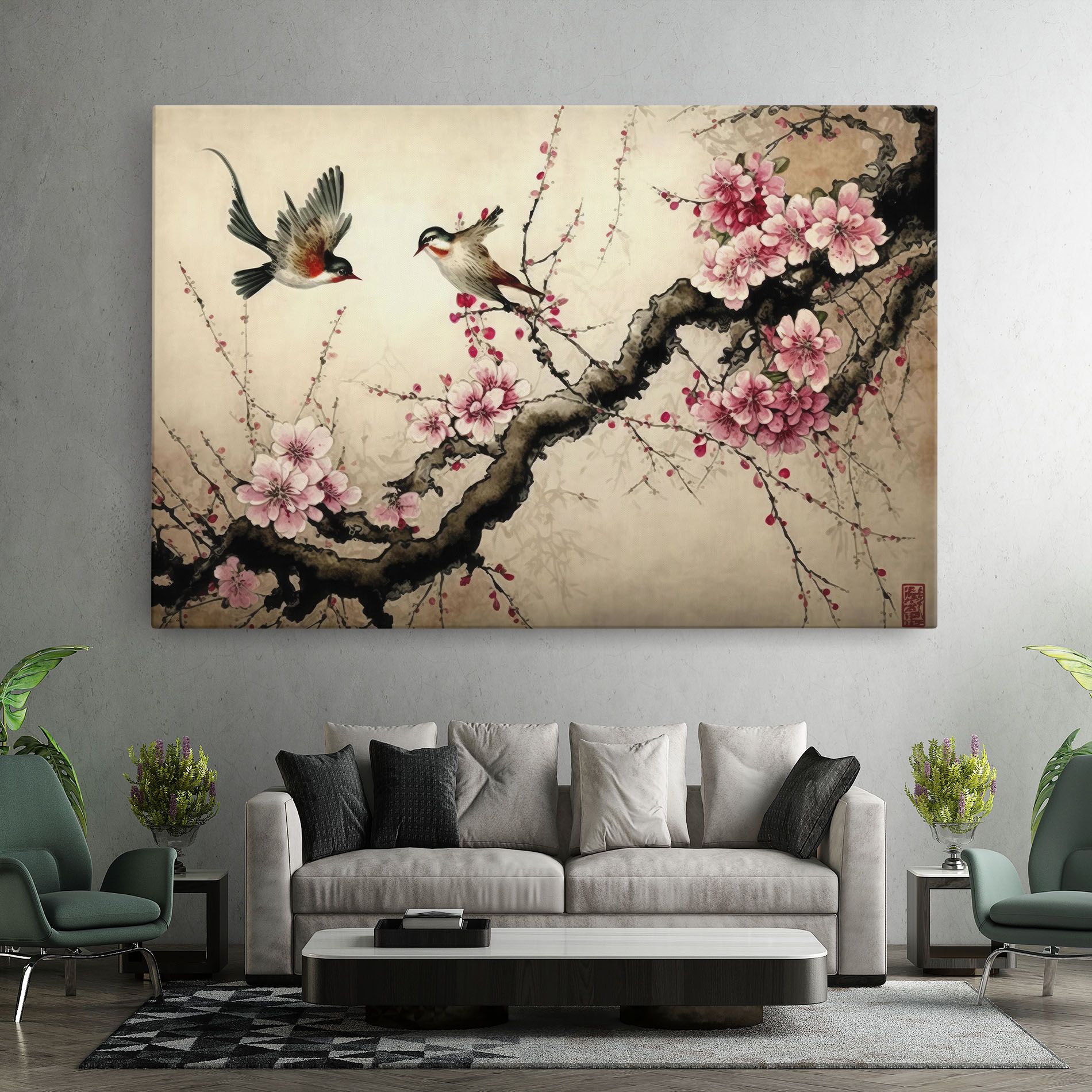 Cherry Blossom Birds mockup 7