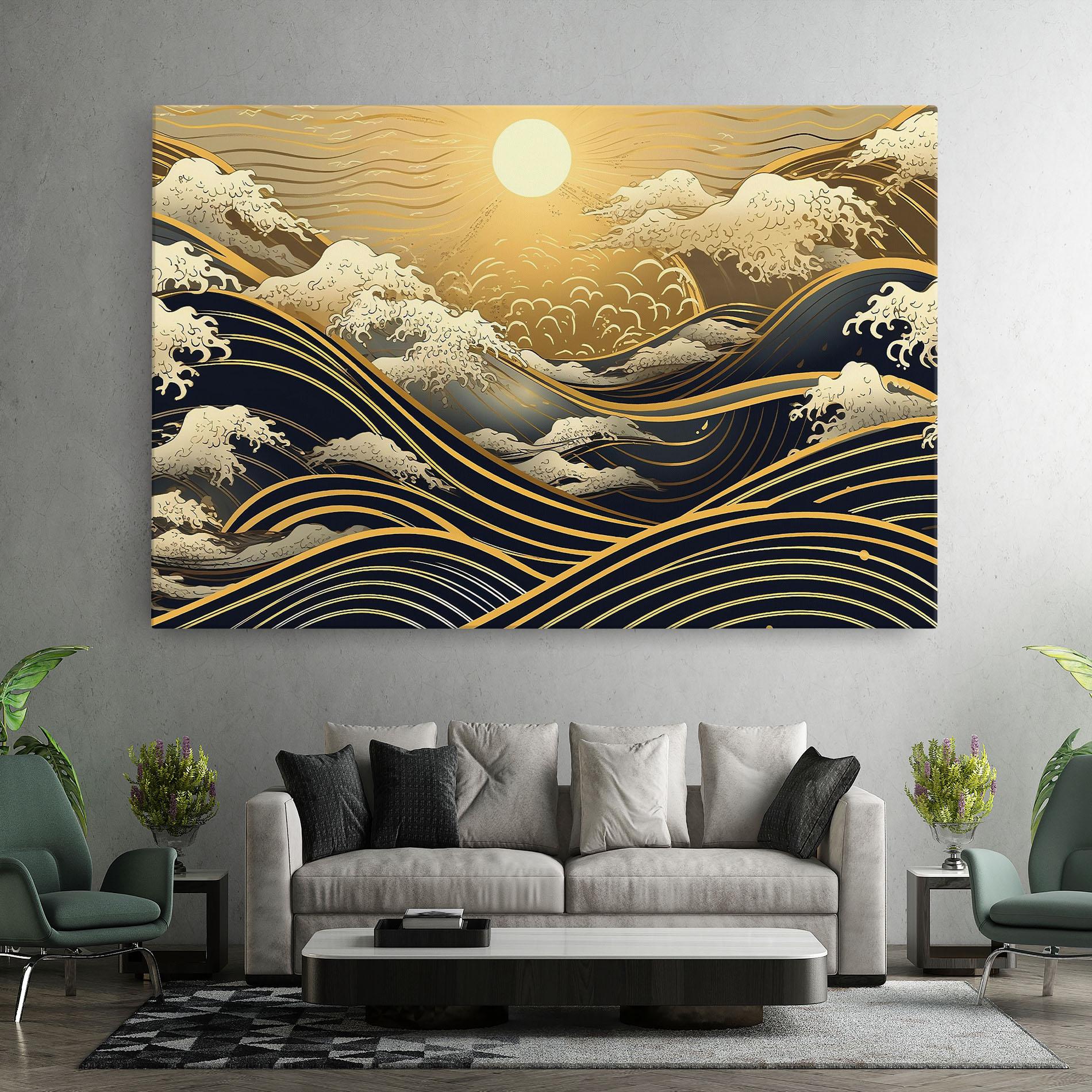 Vászonkép Gold Waves Landscape mockup 7