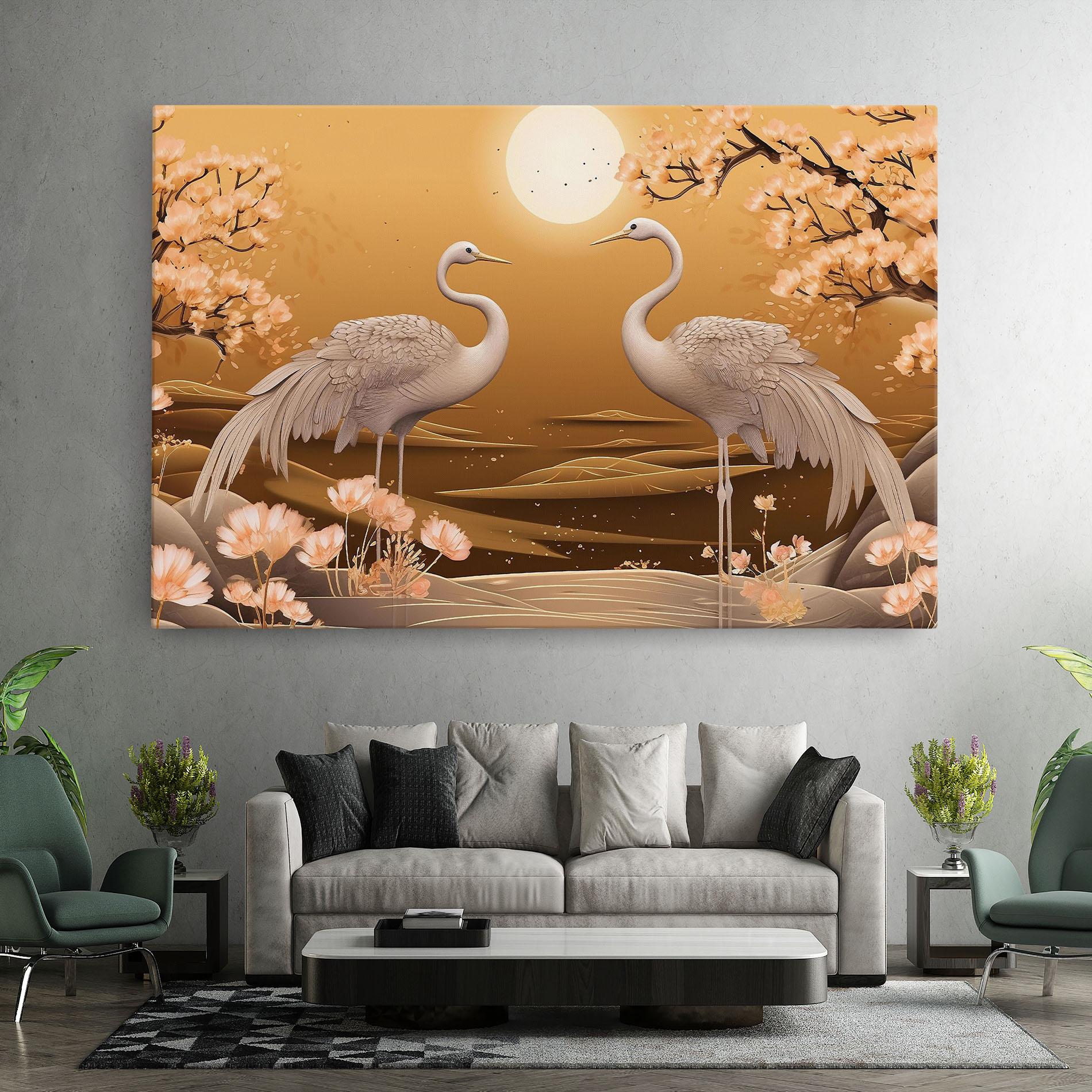Vászonkép White Chinese Birds mockup 7