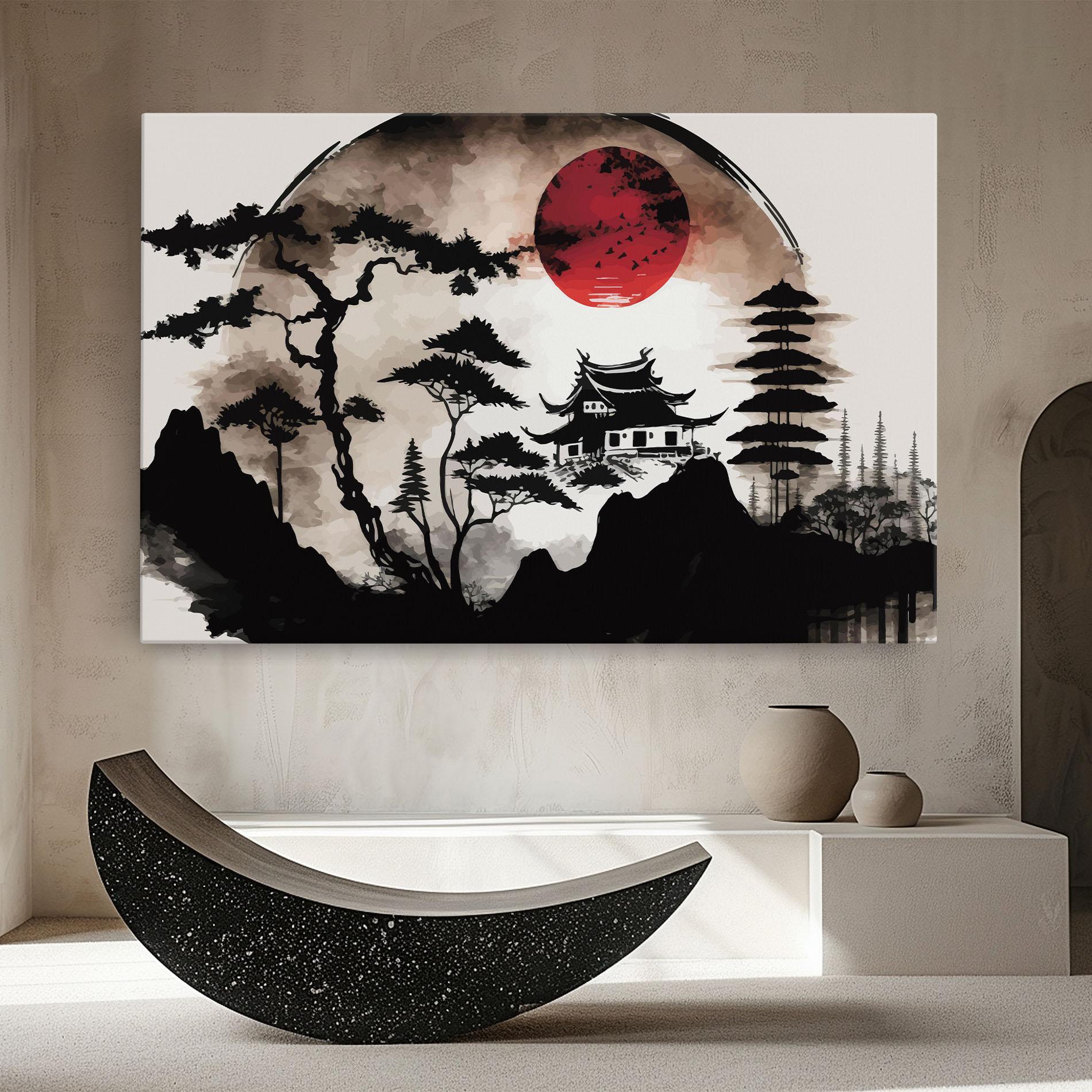 Vászonkép Asian Red Moon mockup 8