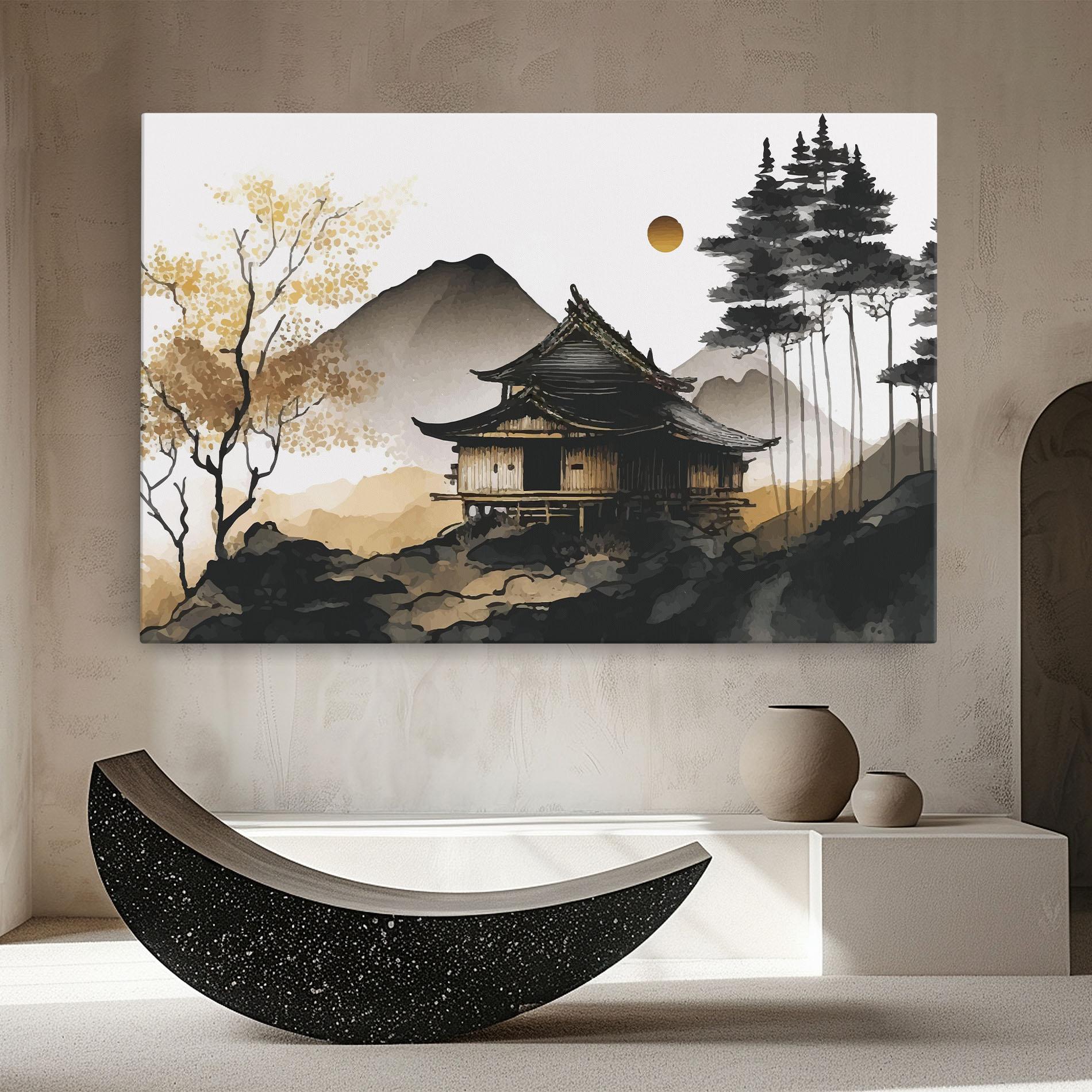Vászonkép Gold Japanese Temple mockup 8