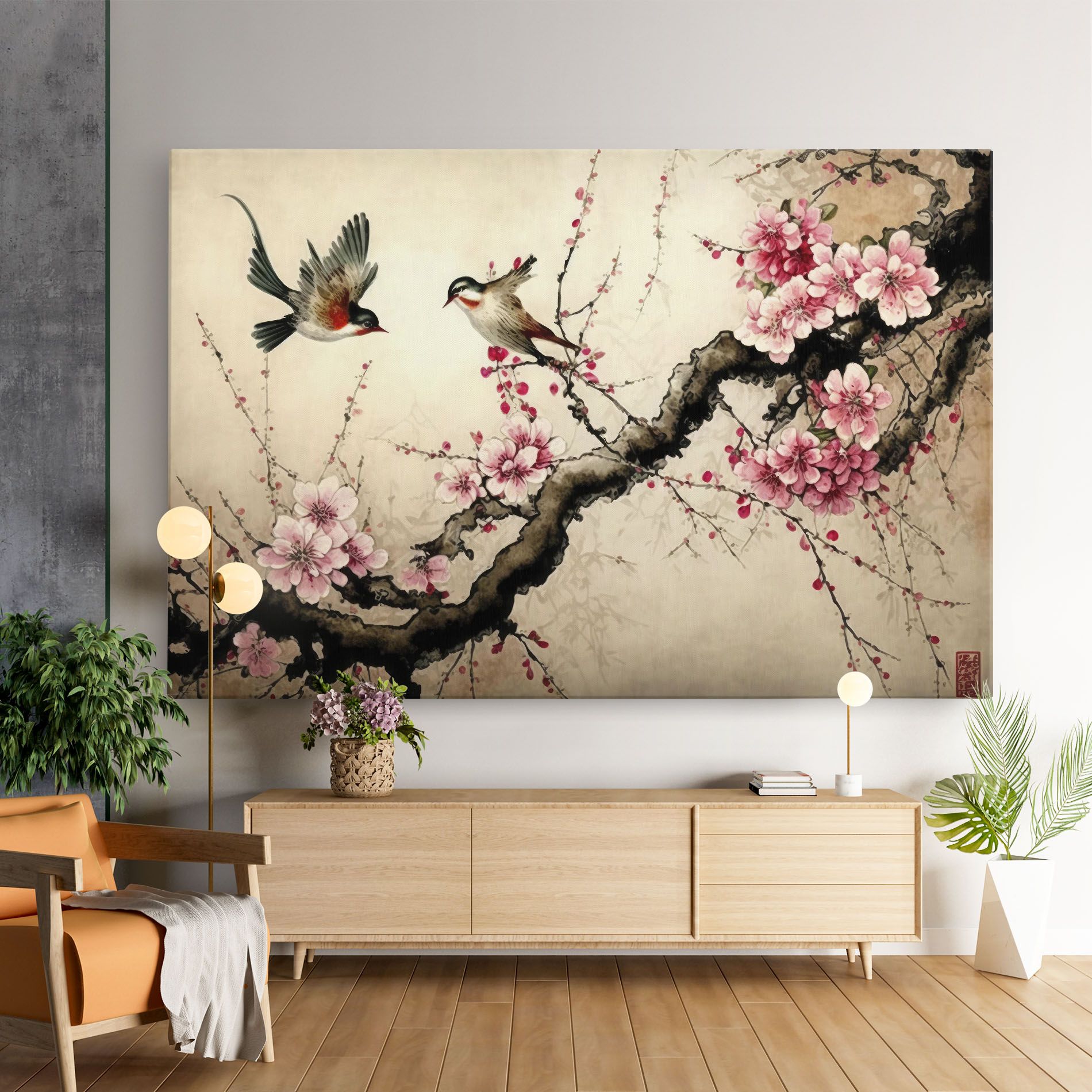 Cherry Blossom Birds mockup 9