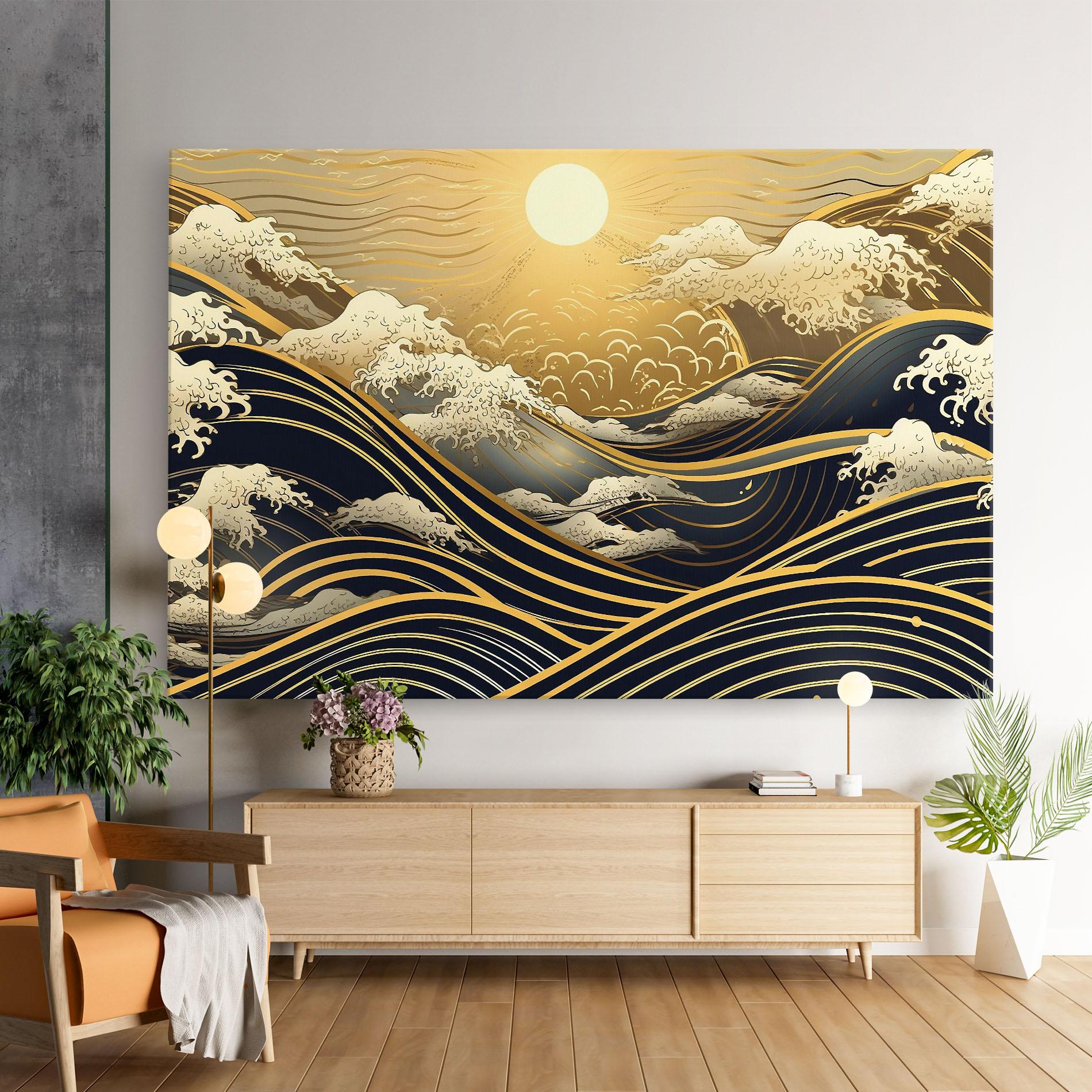 Vászonkép Gold Waves Landscape mockup 9