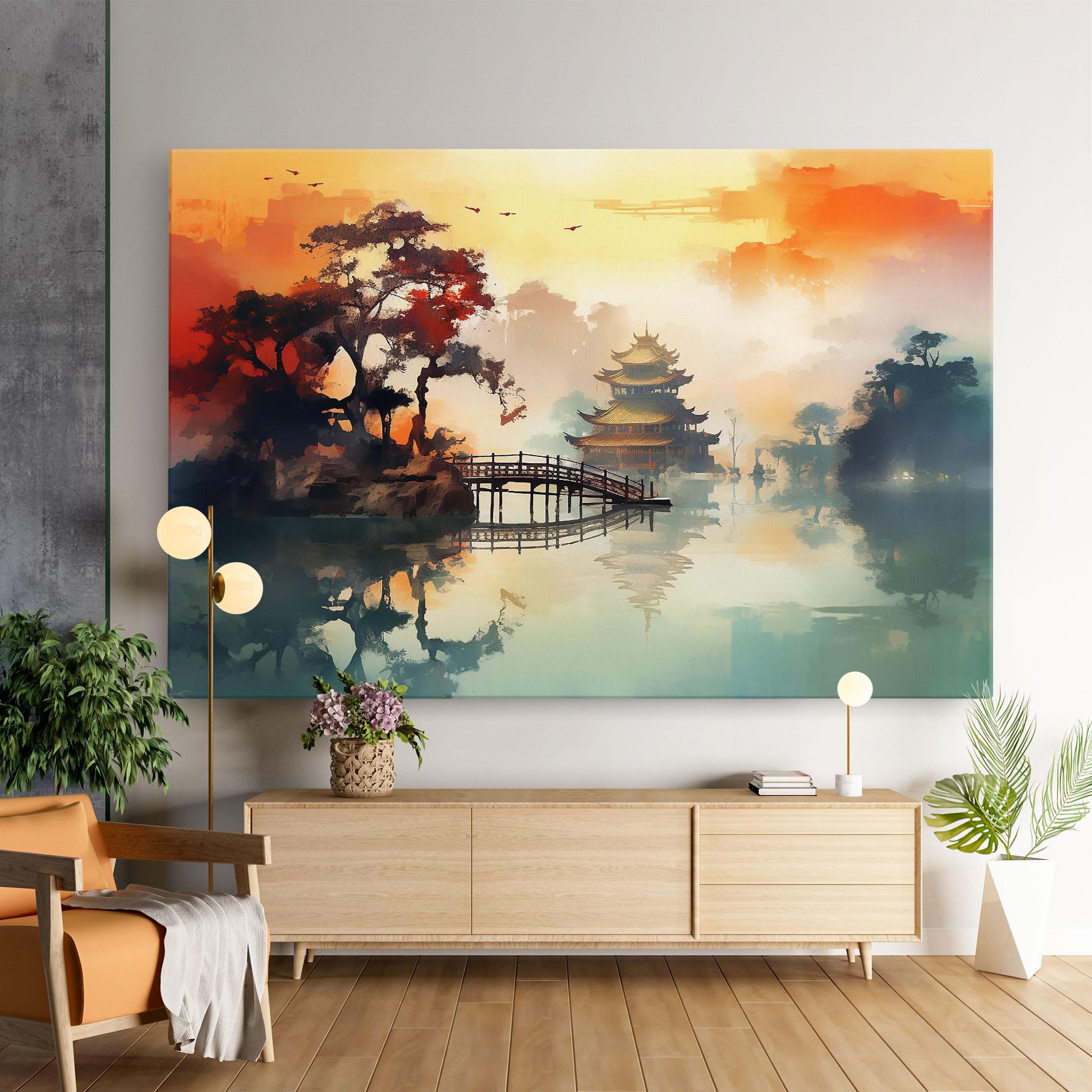 Vászonkép Sunset Fog Water mockup 9