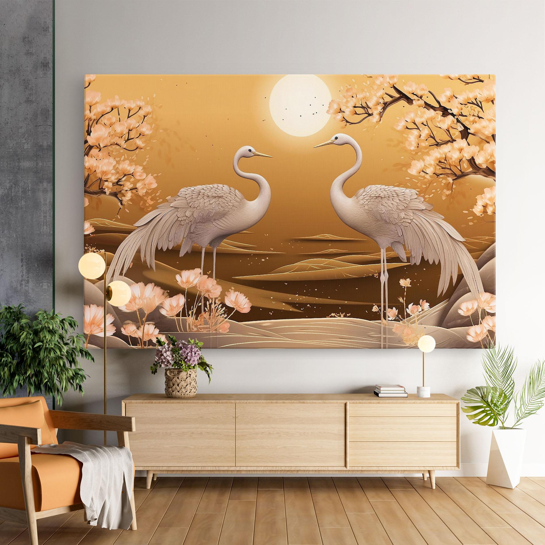 Vászonkép White Chinese Birds mockup 9