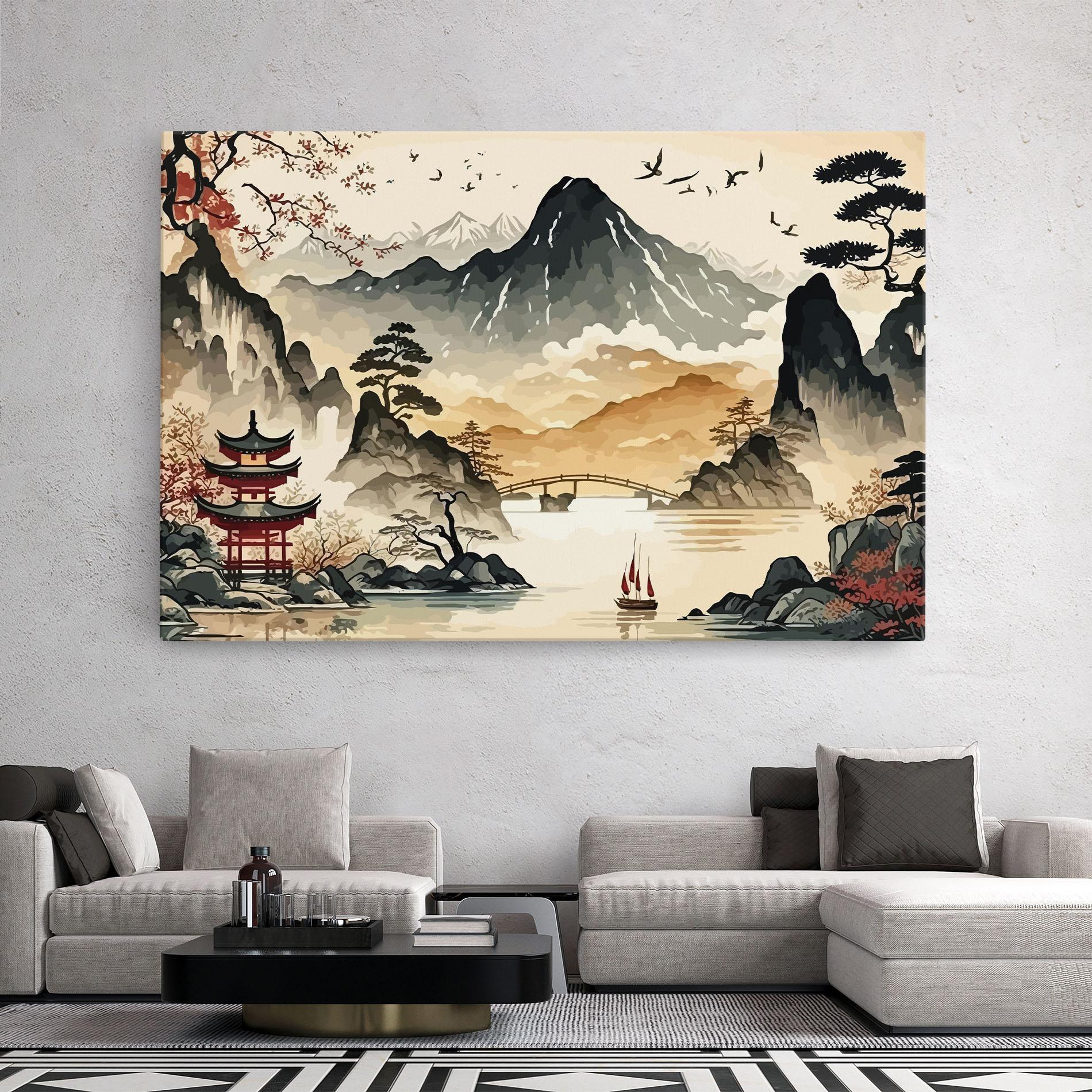 Vászonkép Asian Mountain View mockup 2