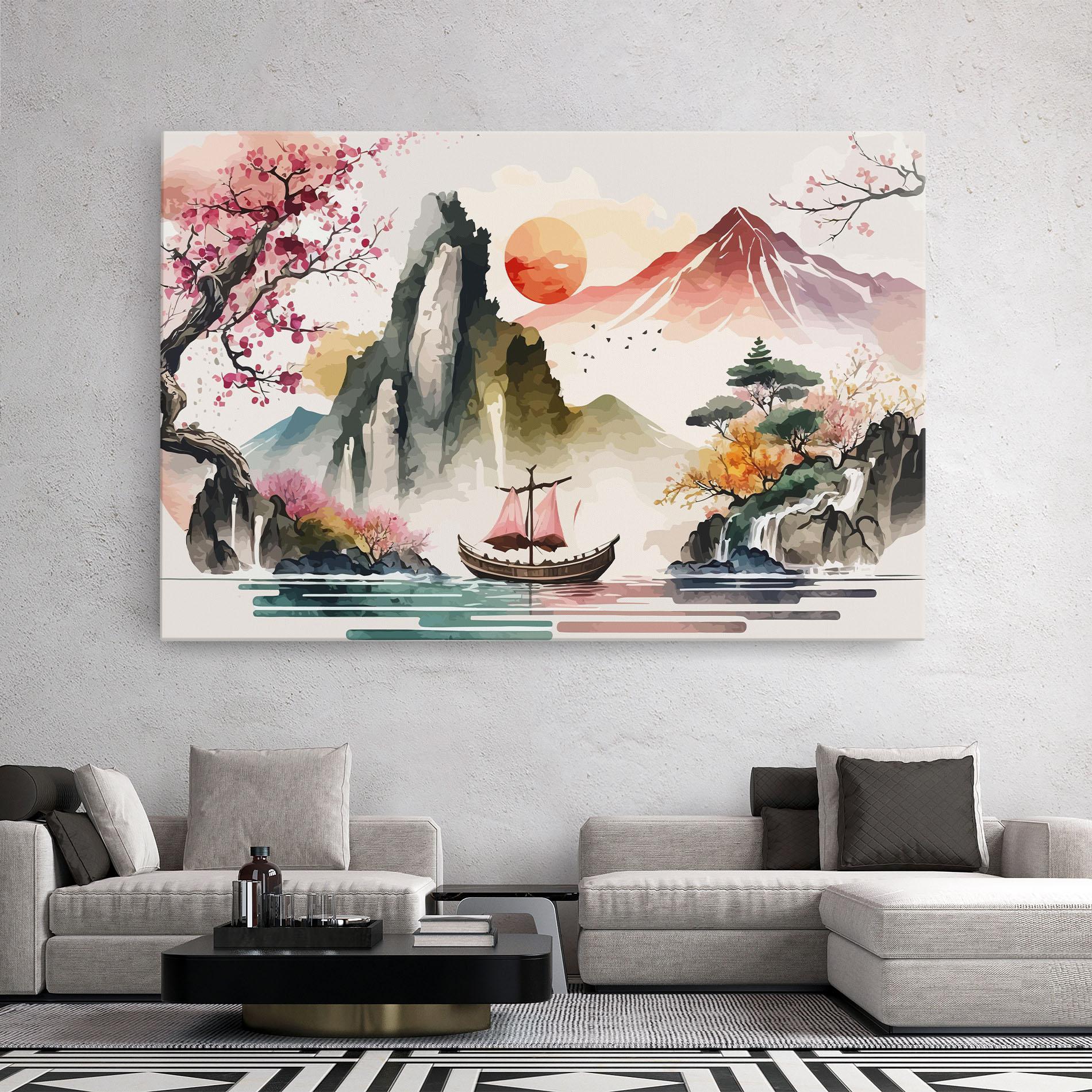 Vászonkép Asian Orange Sunset mockup 2