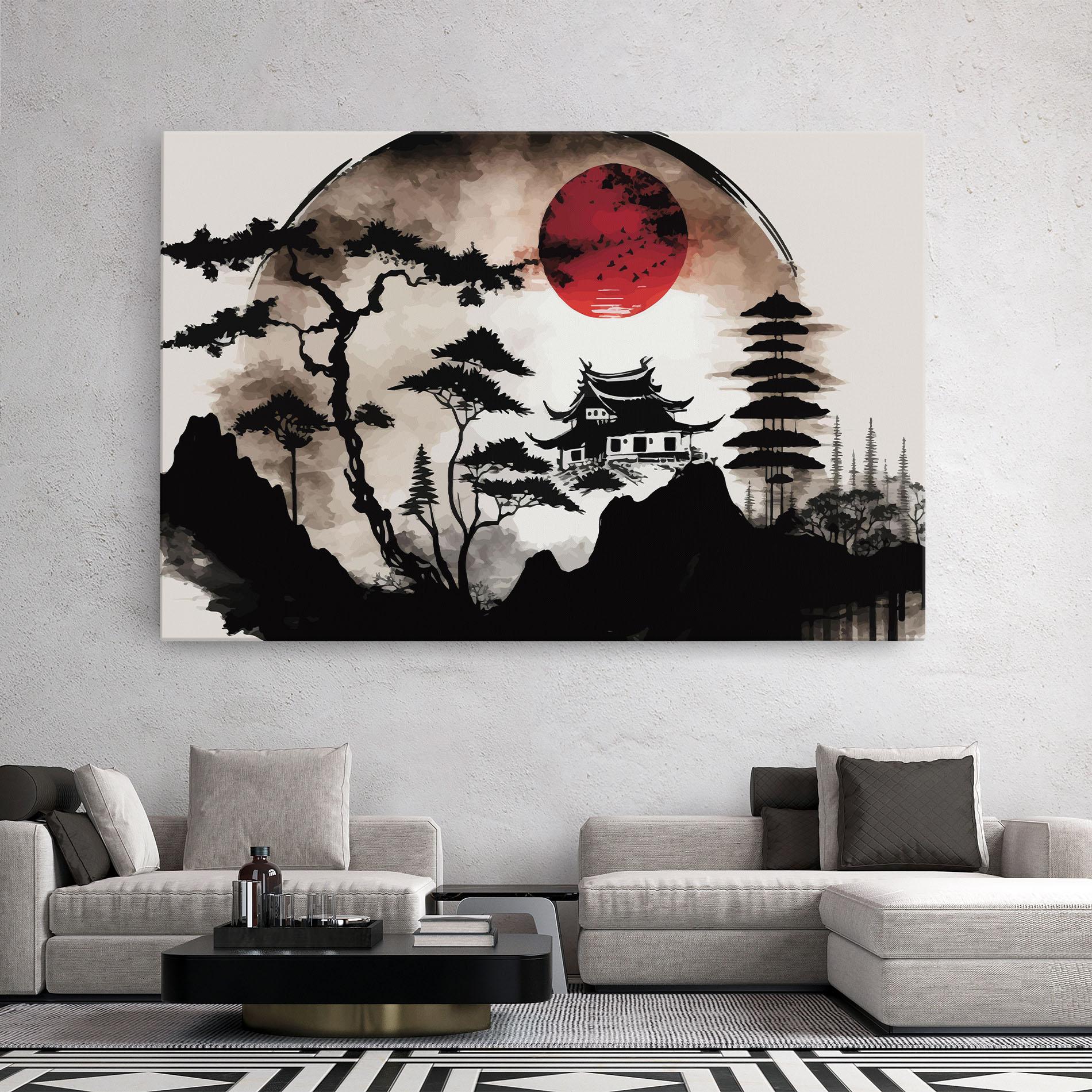 Vászonkép Asian Red Moon mockup 2