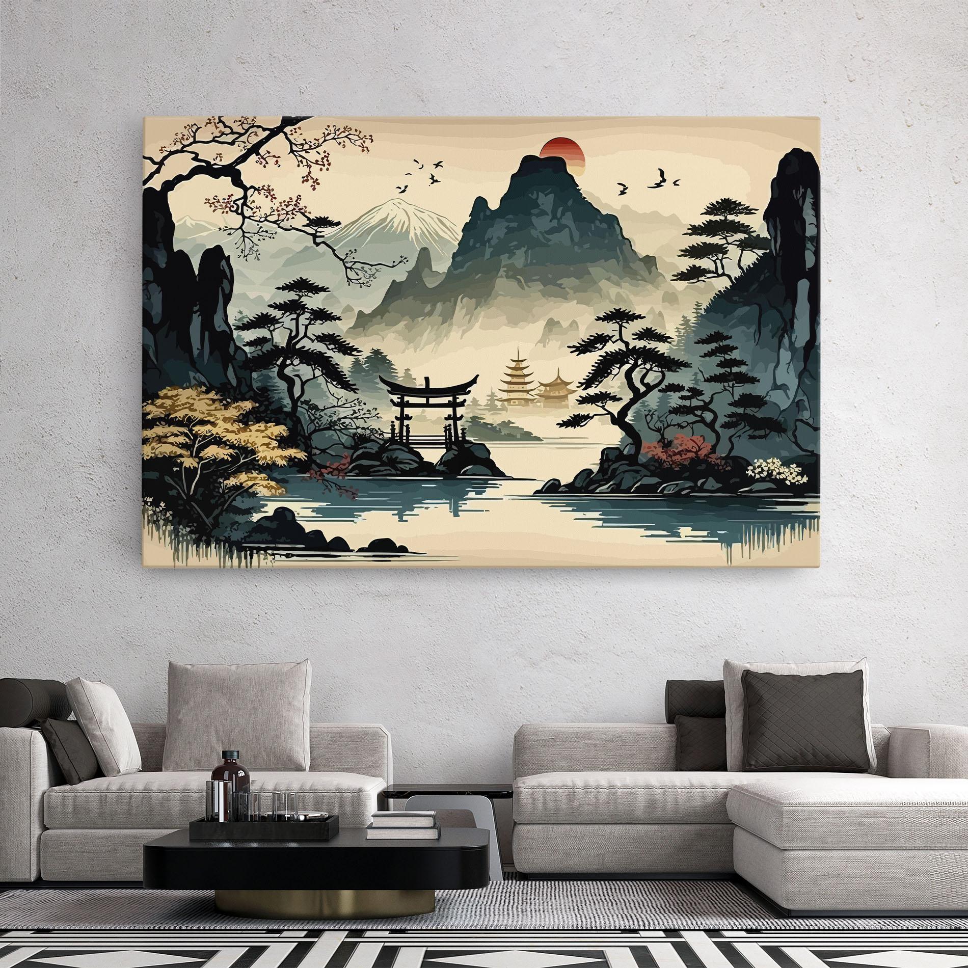 Vászonkép Cream Chinese Mountain mockup 2
