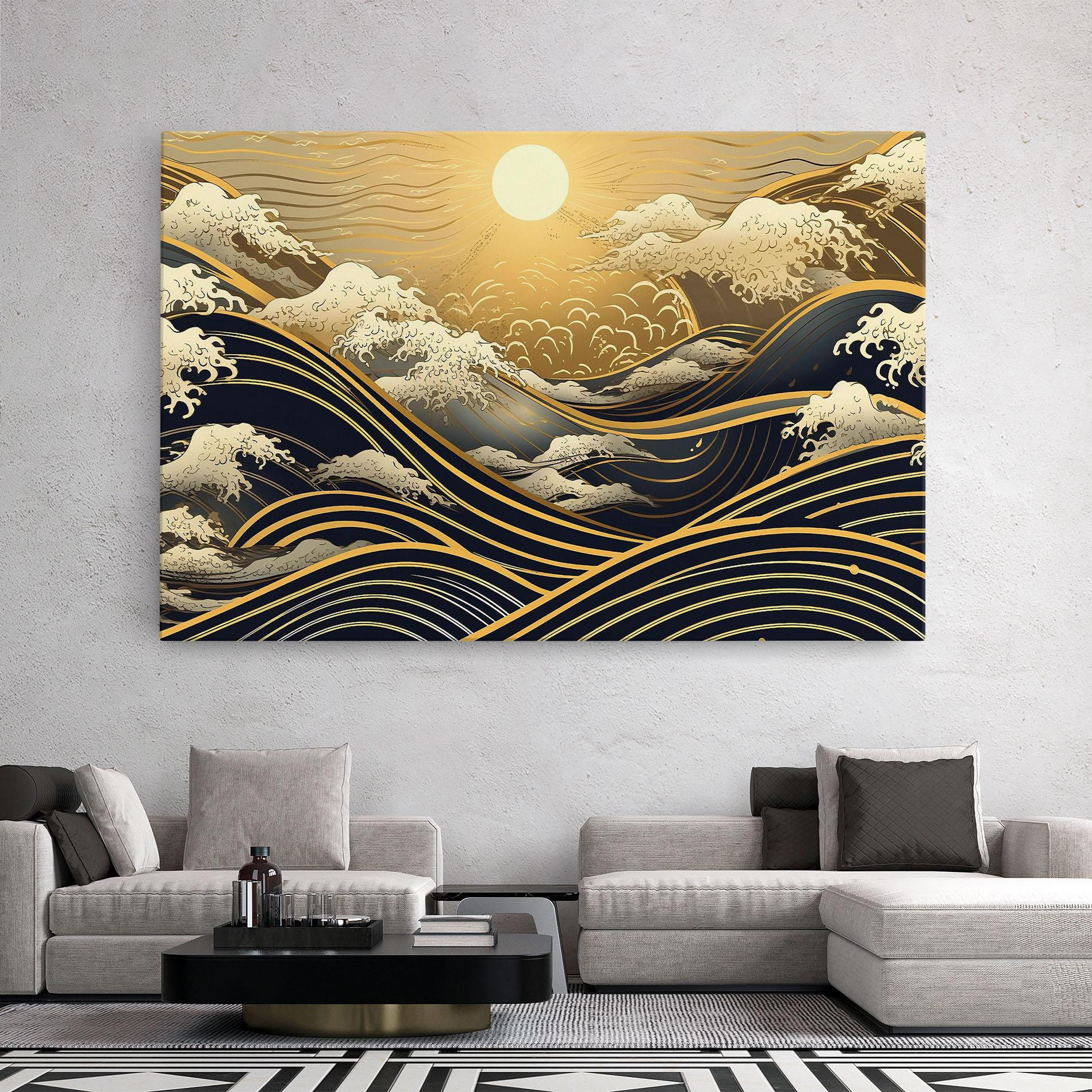 Vászonkép Gold Waves Landscape mockup 2
