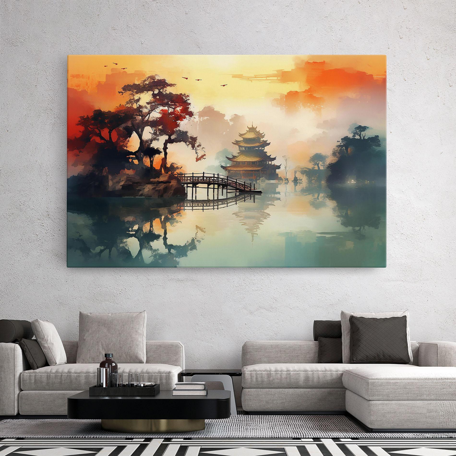 Vászonkép Sunset Fog Water mockup 2