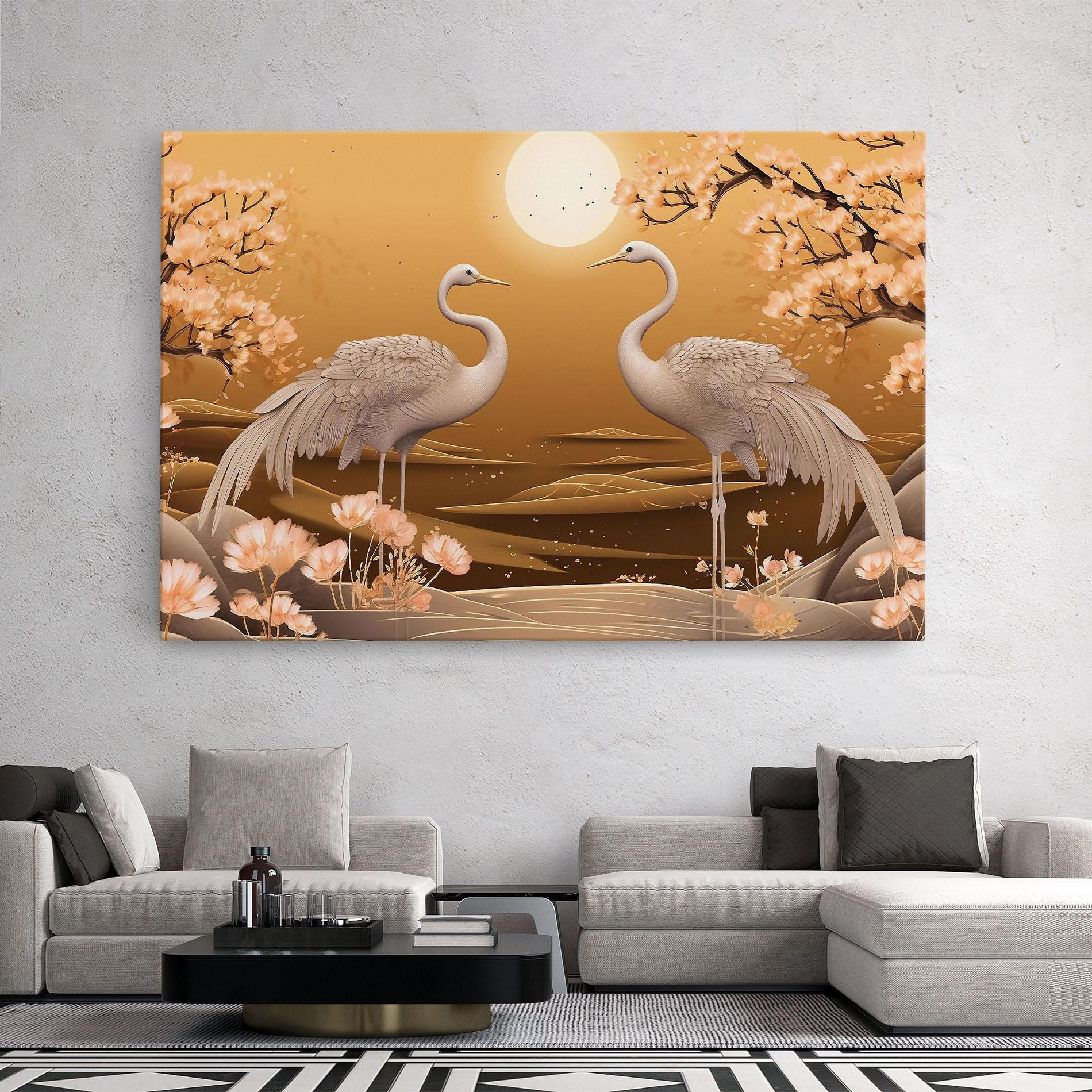 Vászonkép White Chinese Birds mockup 2