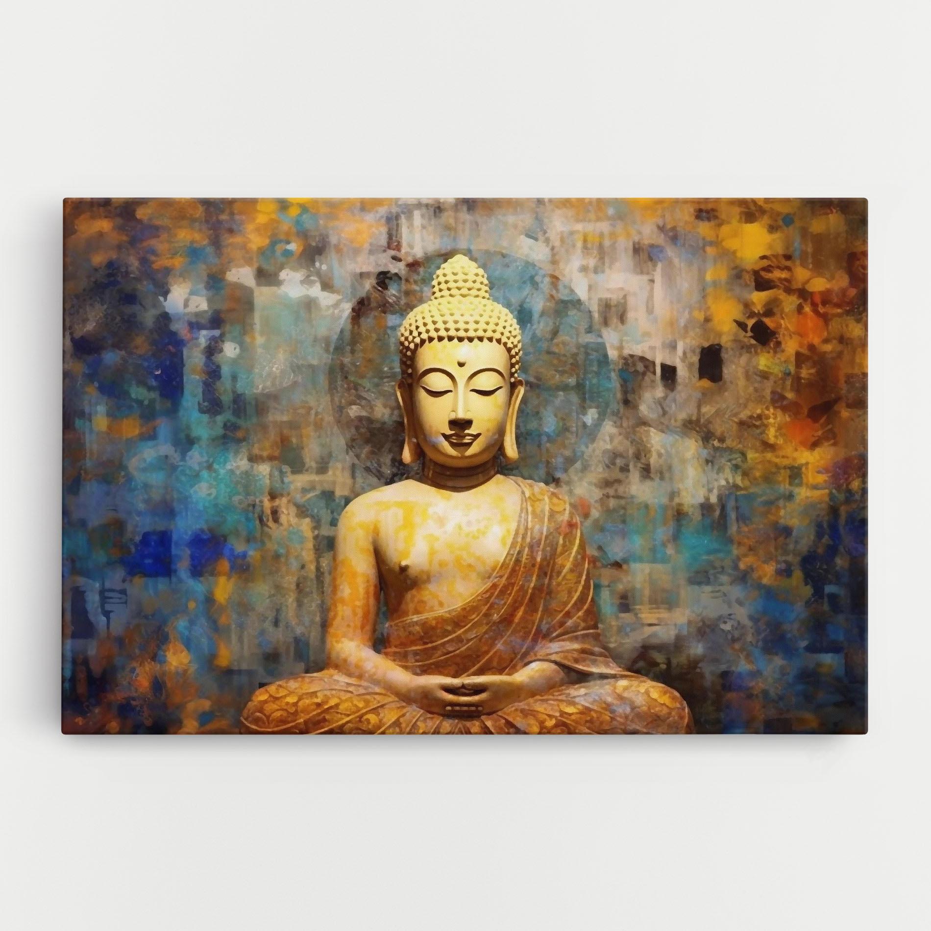Vászonkép Buddha Blue Gold mockup 0