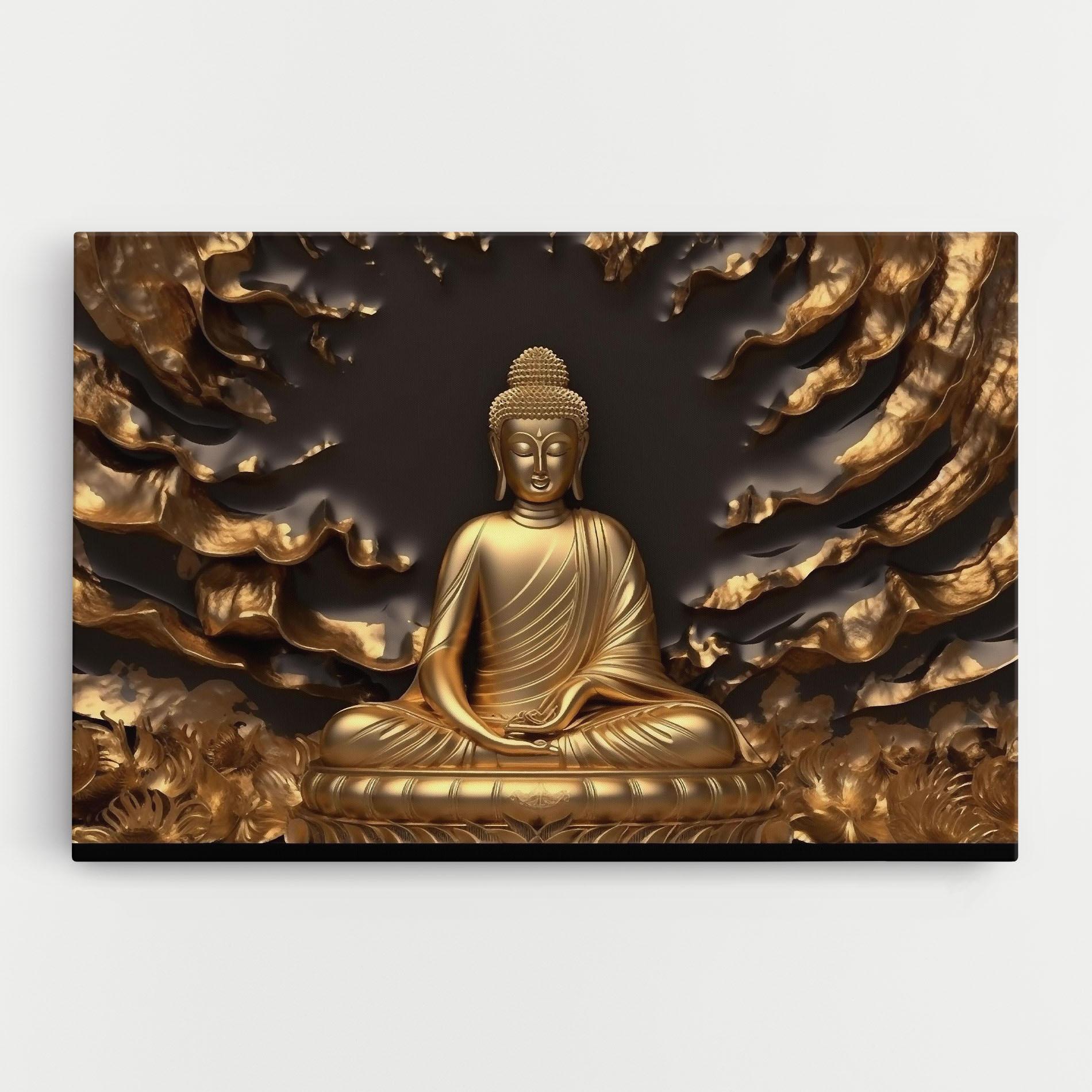 Vászonkép Gold 3d Buddha mockup 0