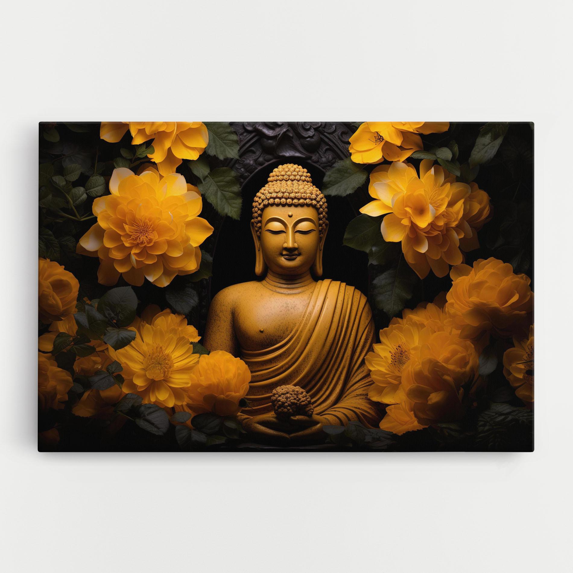 Vászonkép Vecteezy_buddha Statue Surrounded By Yellow Flowers Ai Generated_27745002_860 mockup 0