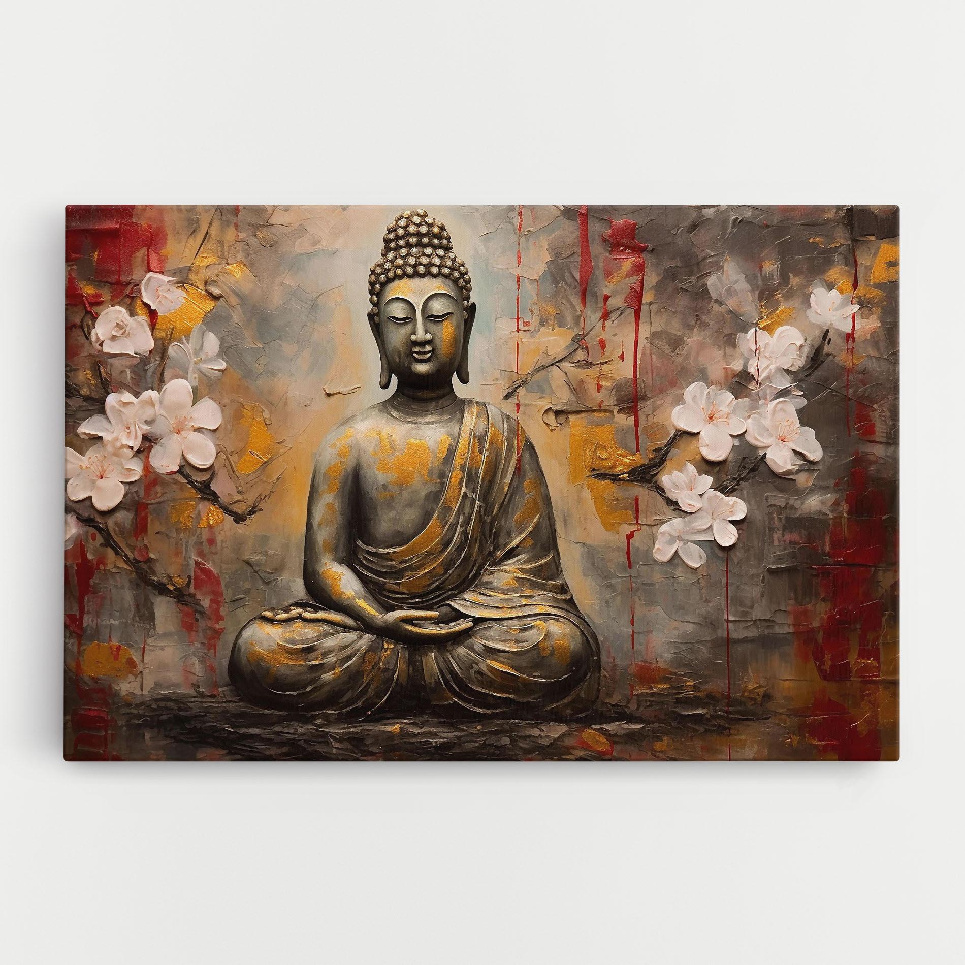 Vászonkép White Red Buddha mockup 0