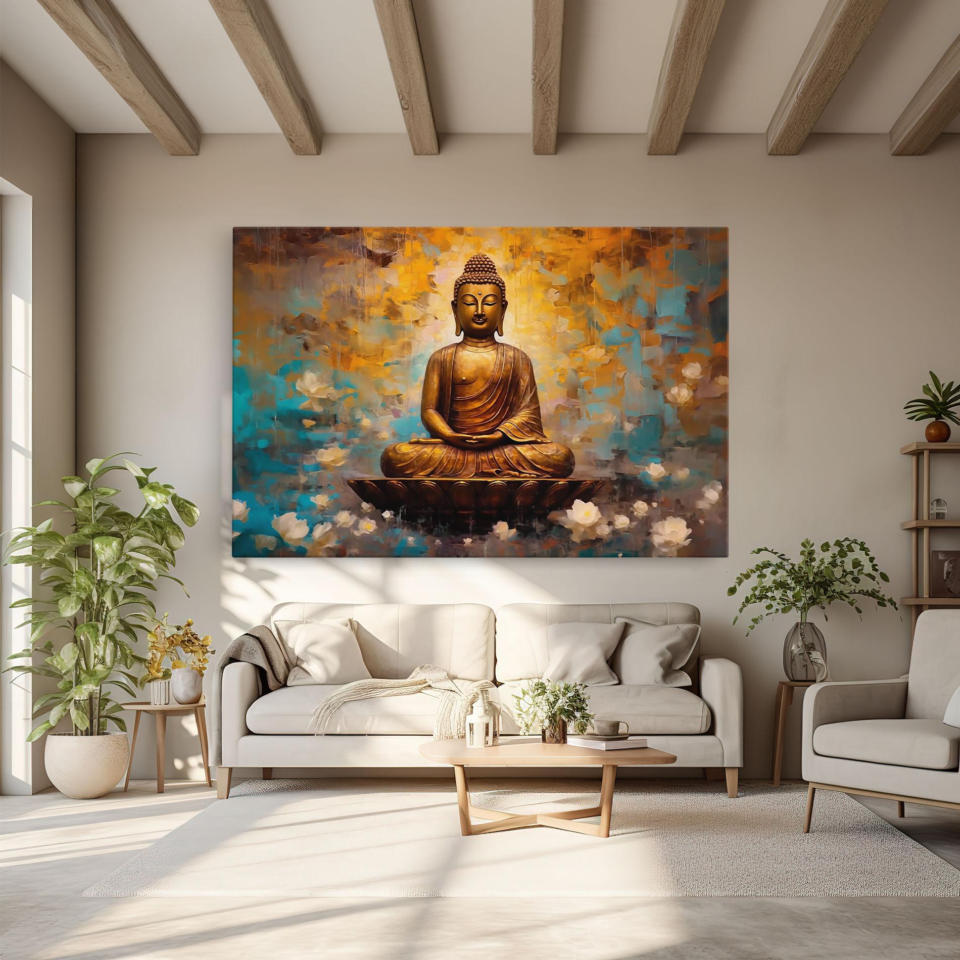 Vászonkép Blue Gold Buddha mockup 6