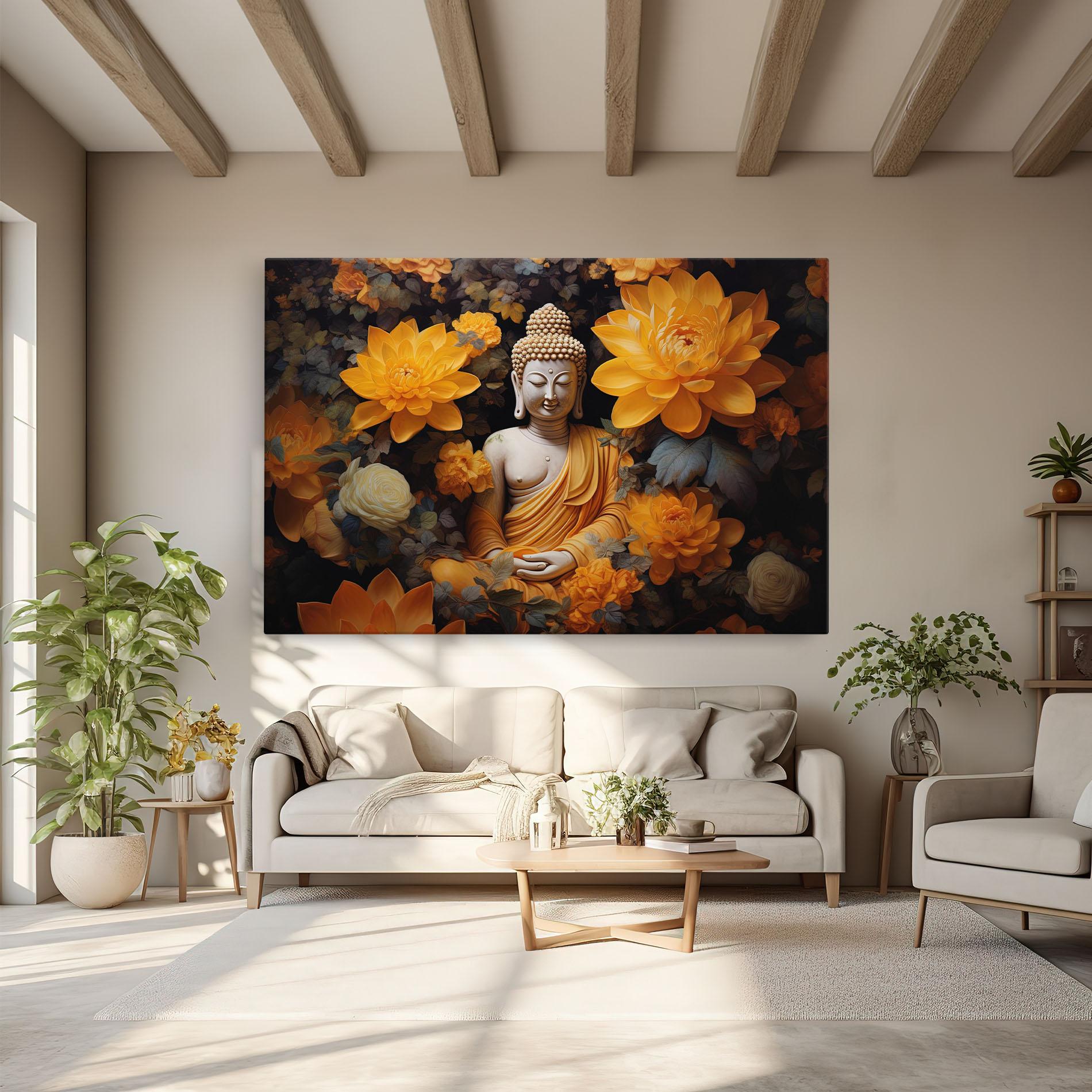 Vászonkép Buddha Big Flowers mockup 6