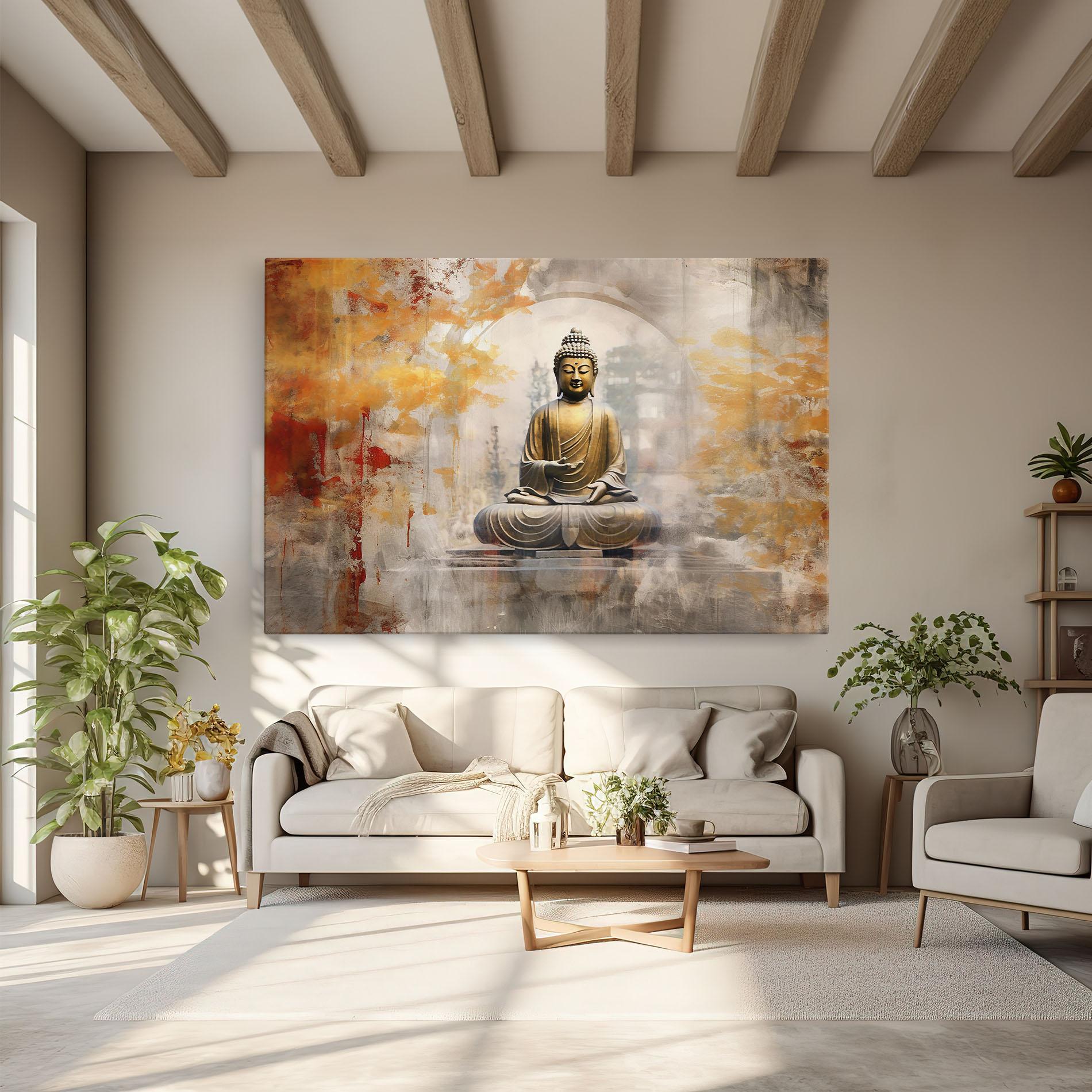 Vászonkép Grey Gold Buddha mockup 6