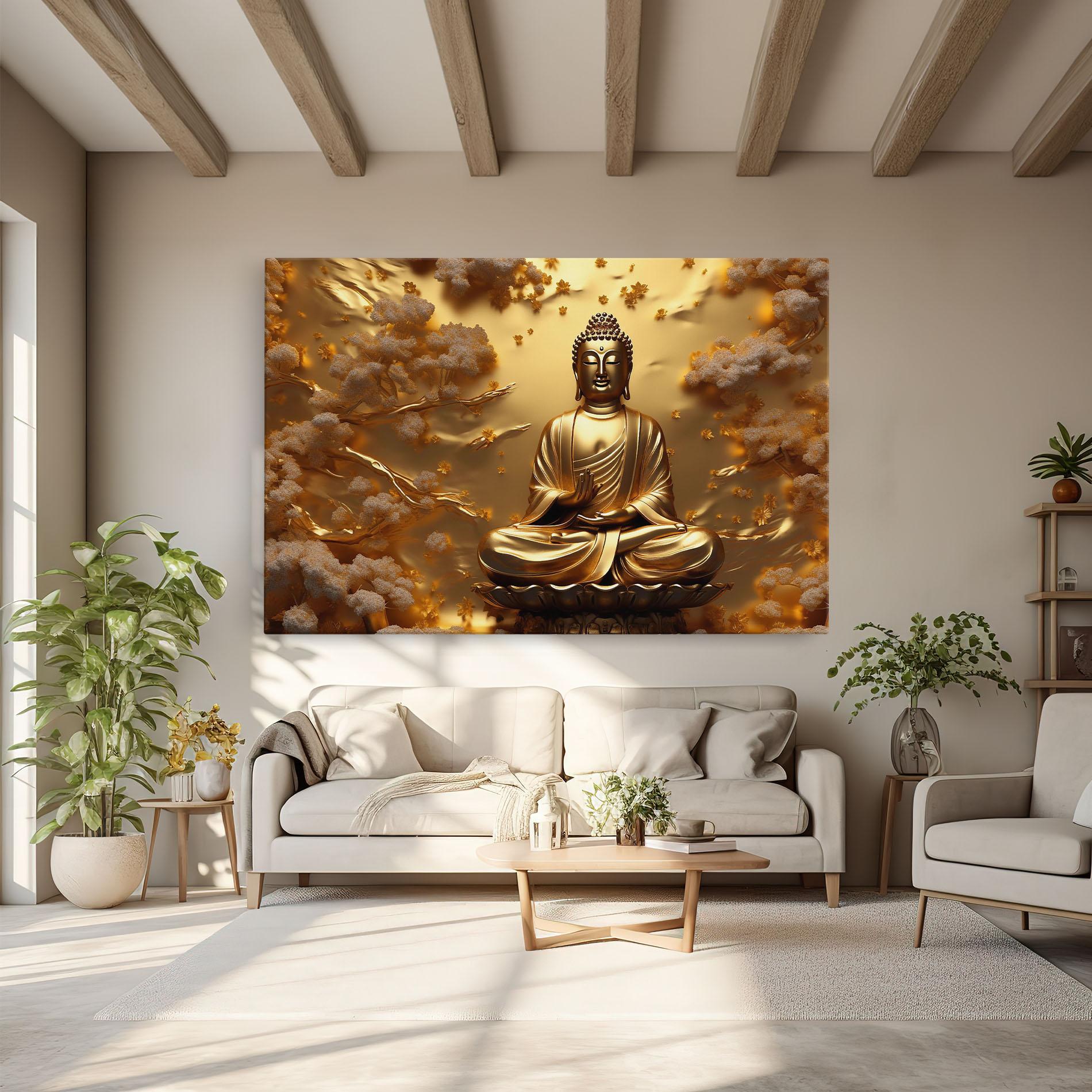 Vászonkép Strong Gold Buddha mockup 6