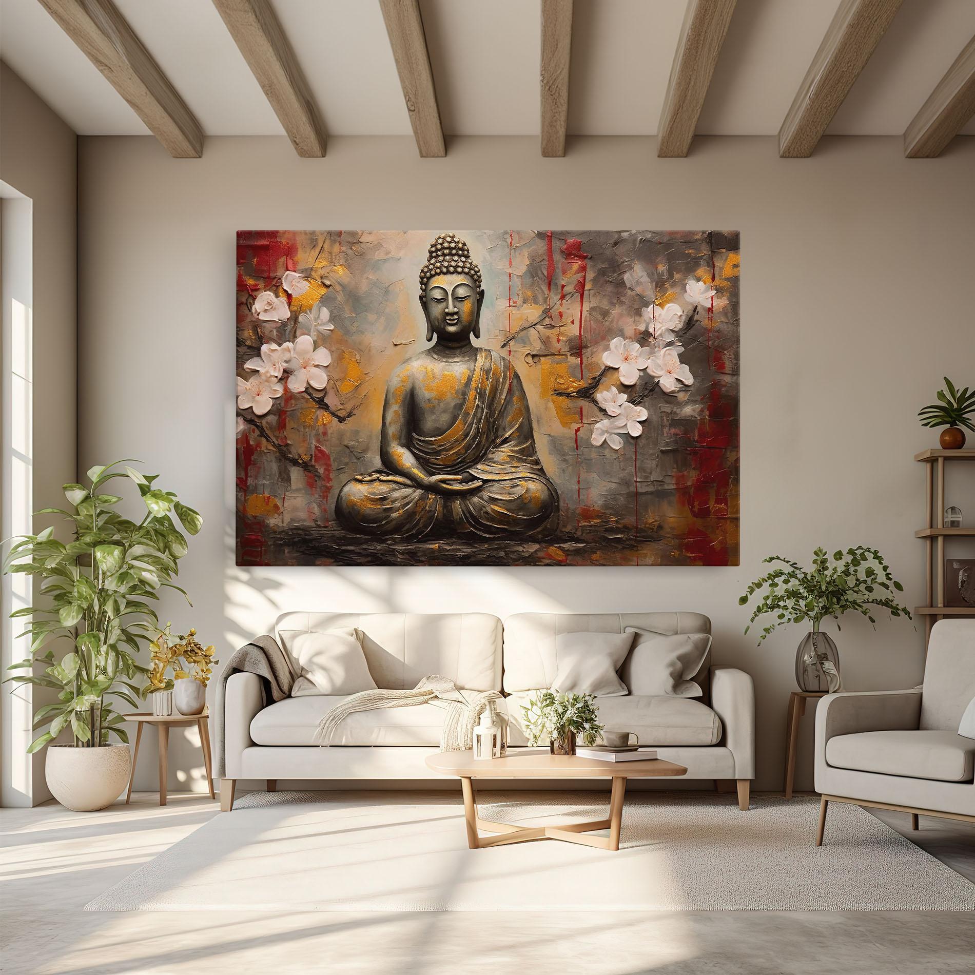 Vászonkép White Red Buddha mockup 6