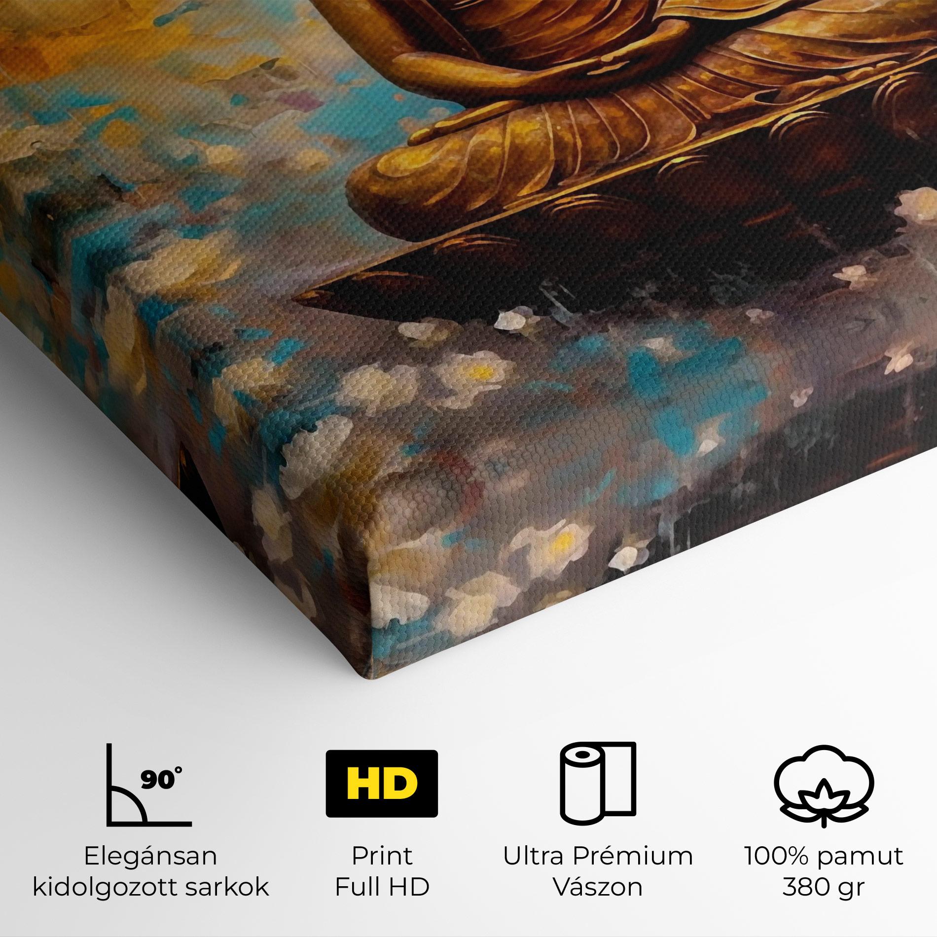 Vászonkép Blue Gold Buddha mockup 4