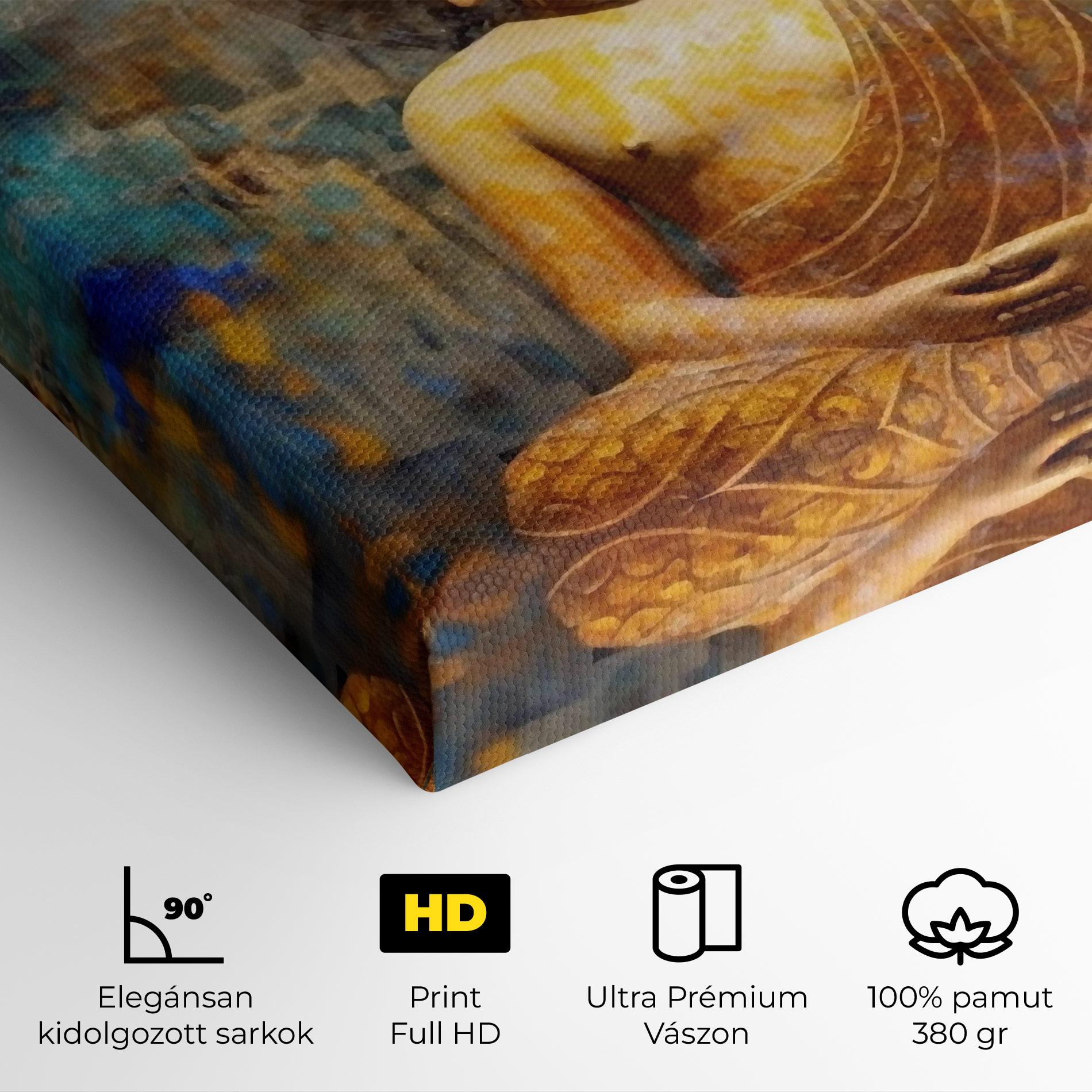 Vászonkép Buddha Blue Gold mockup 4