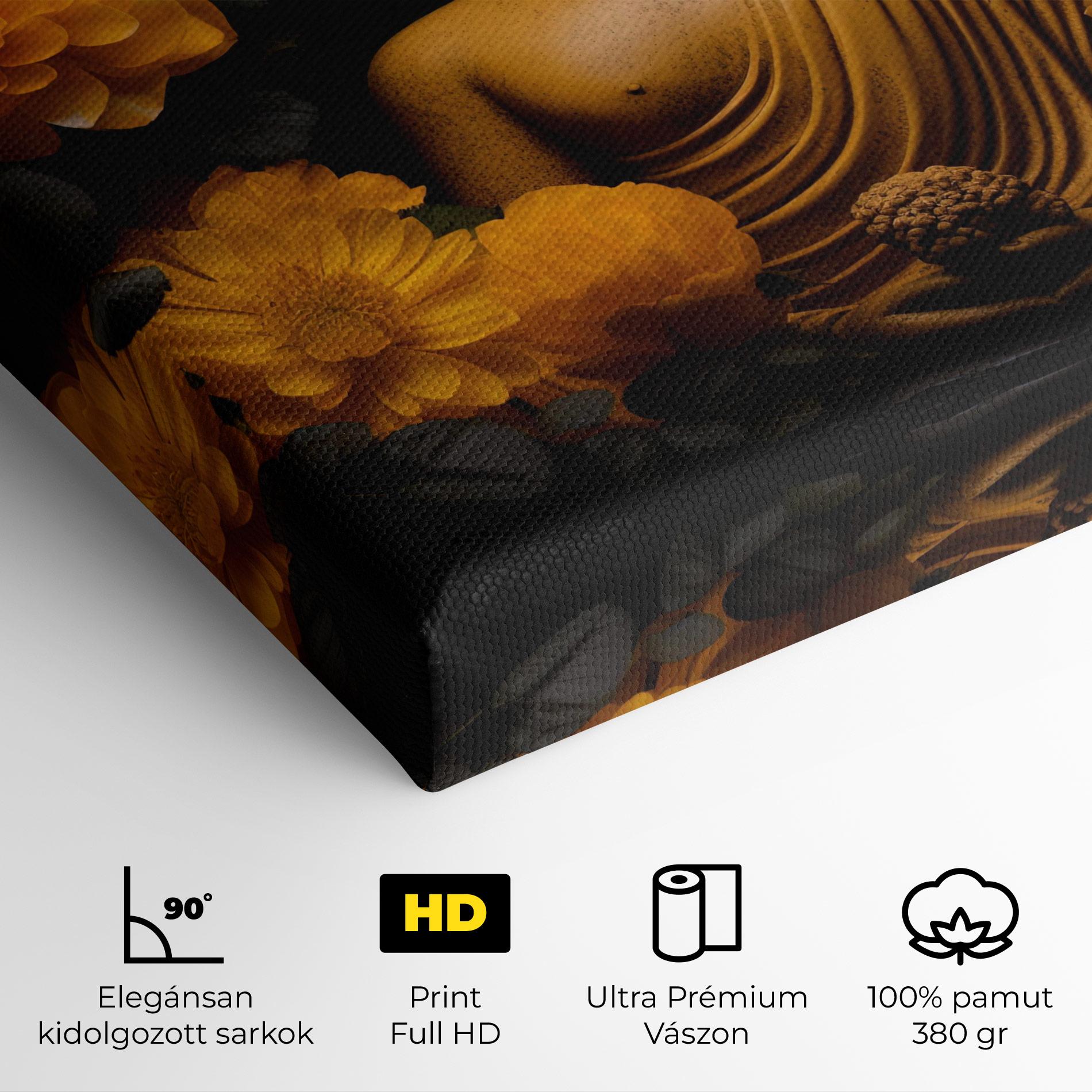 Vászonkép Vecteezy_buddha Statue Surrounded By Yellow Flowers Ai Generated_27745002_860 mockup 4