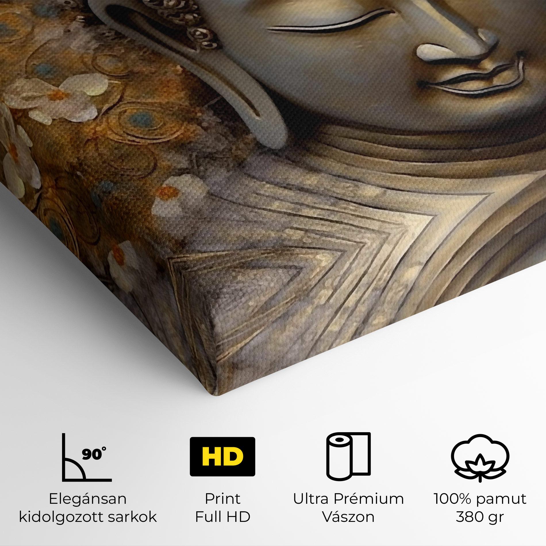 Vászonkép White Flower Buddha Art mockup 4