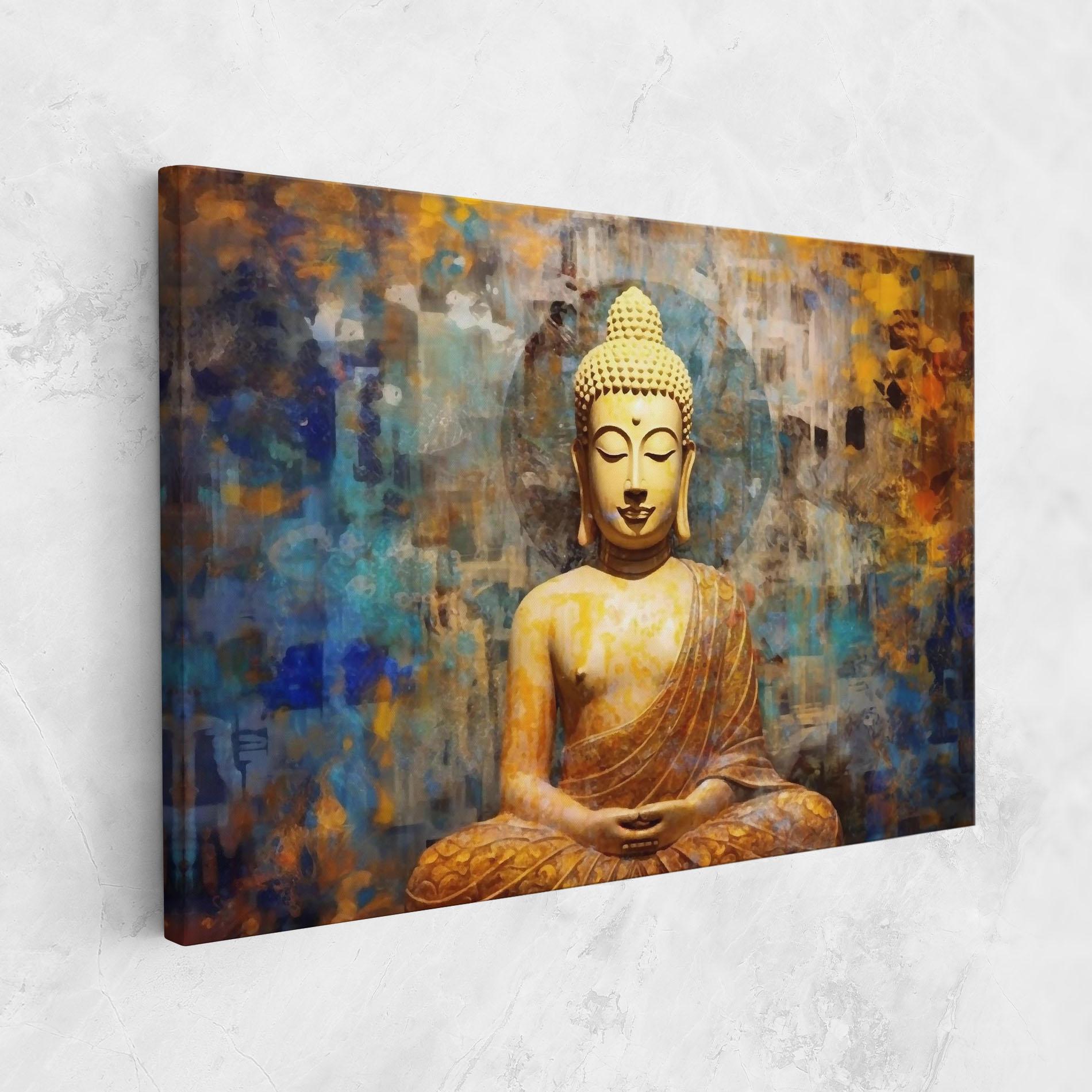 Vászonkép Buddha Blue Gold mockup 1
