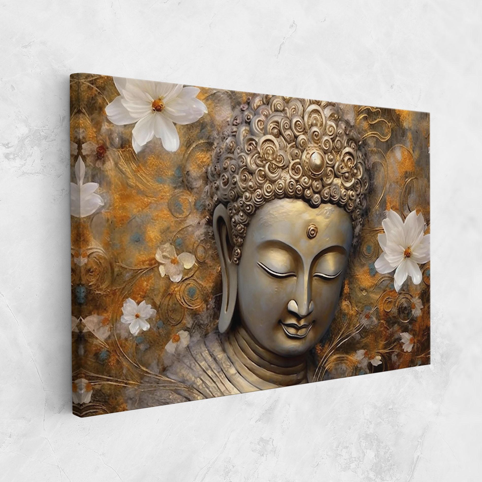 Vászonkép White Flower Buddha Art mockup 1