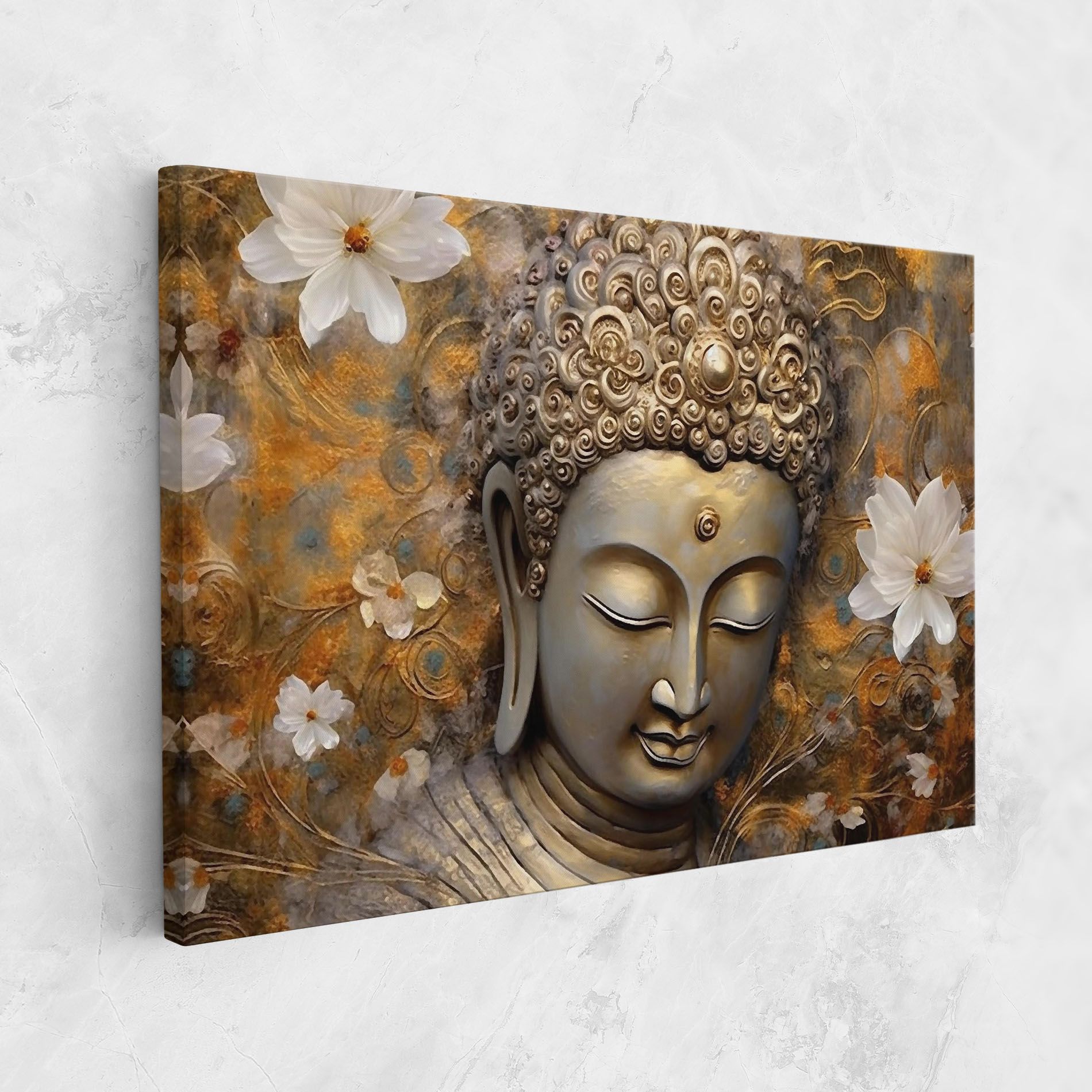 White Flower Buddha Art mockup 1