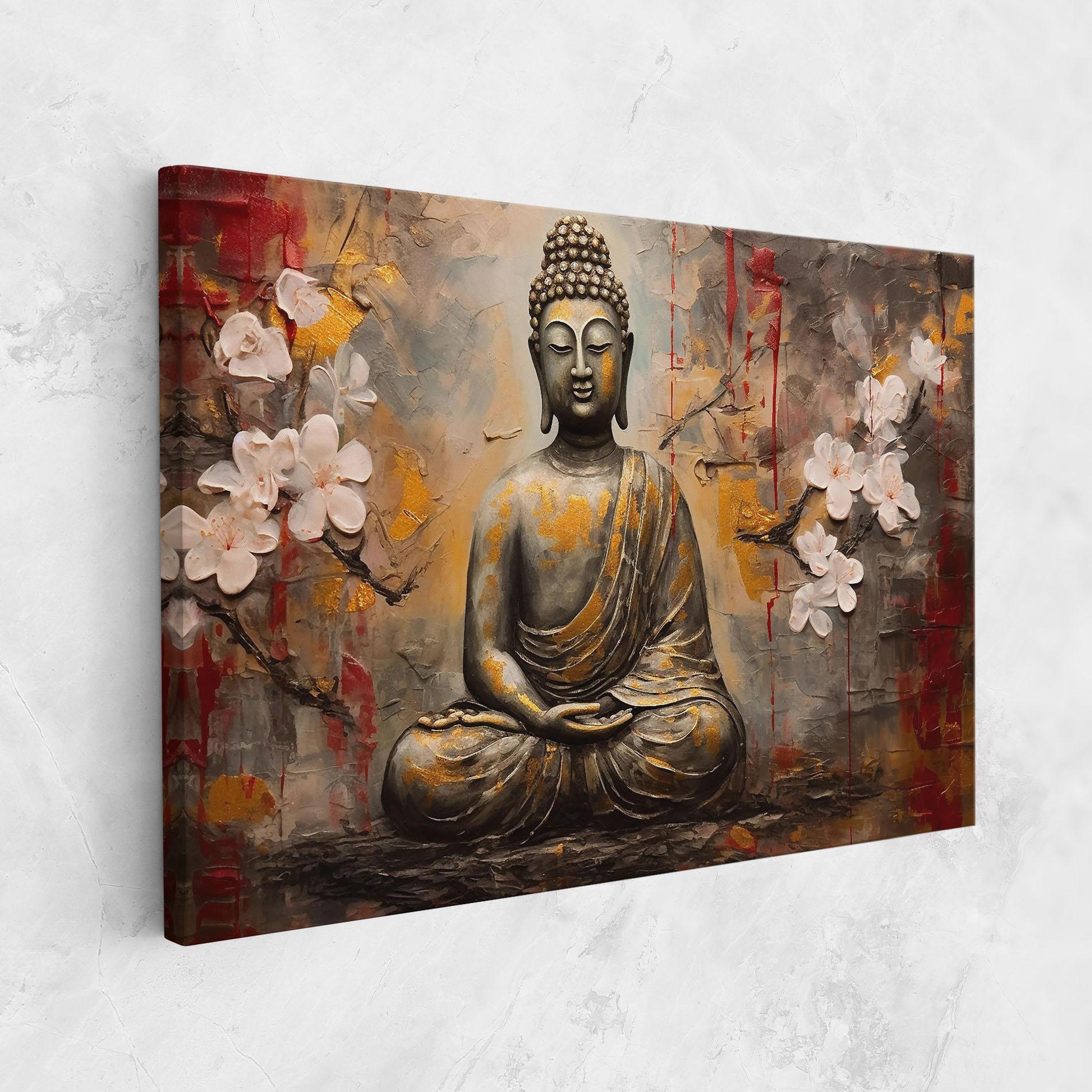 Vászonkép White Red Buddha mockup 1