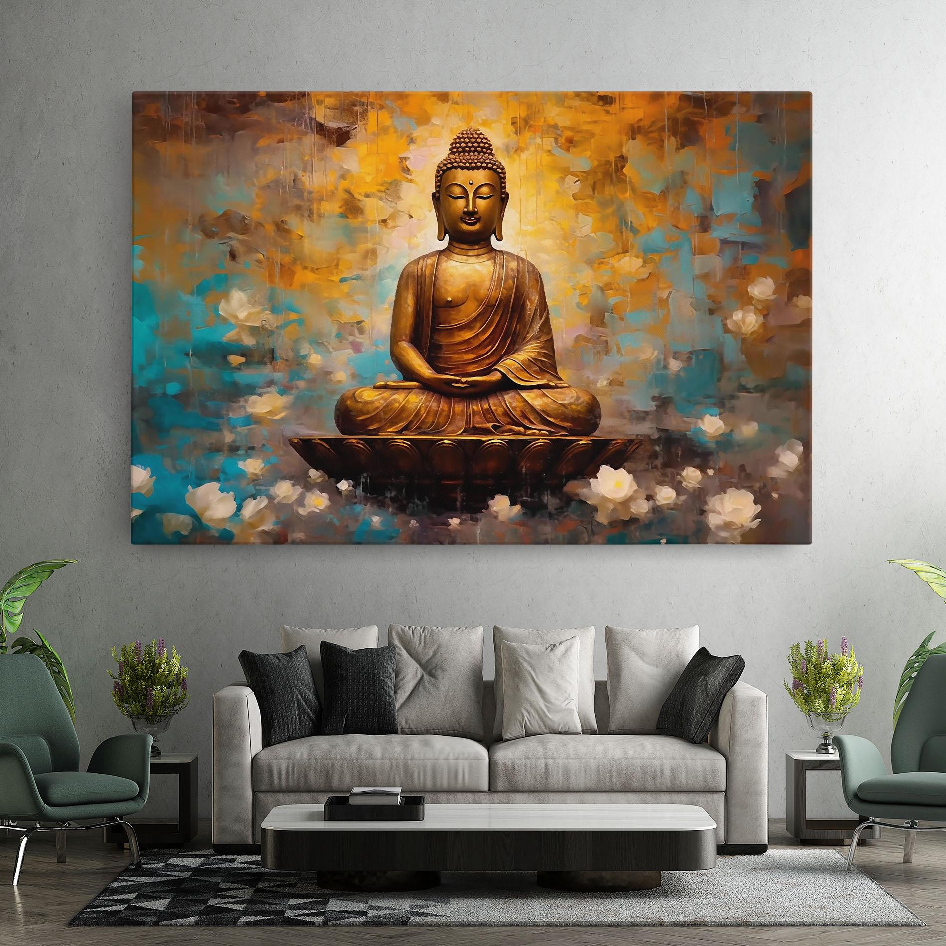 Vászonkép Blue Gold Buddha mockup 7