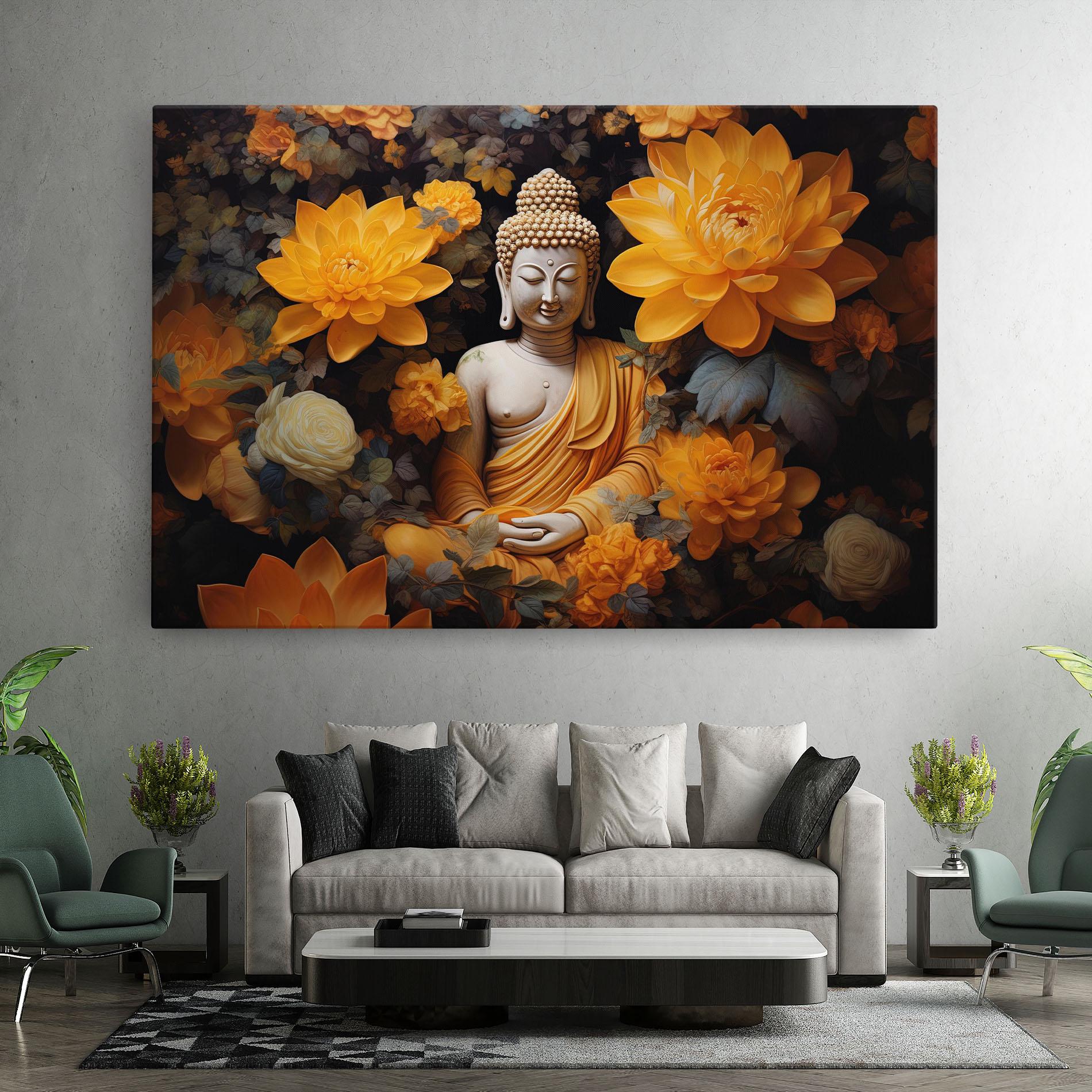 Vászonkép Buddha Big Flowers mockup 7