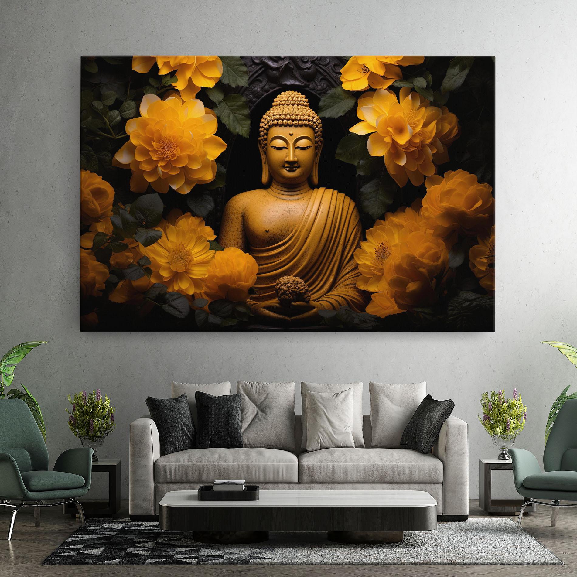 Vászonkép Vecteezy_buddha Statue Surrounded By Yellow Flowers Ai Generated_27745002_860 mockup 7