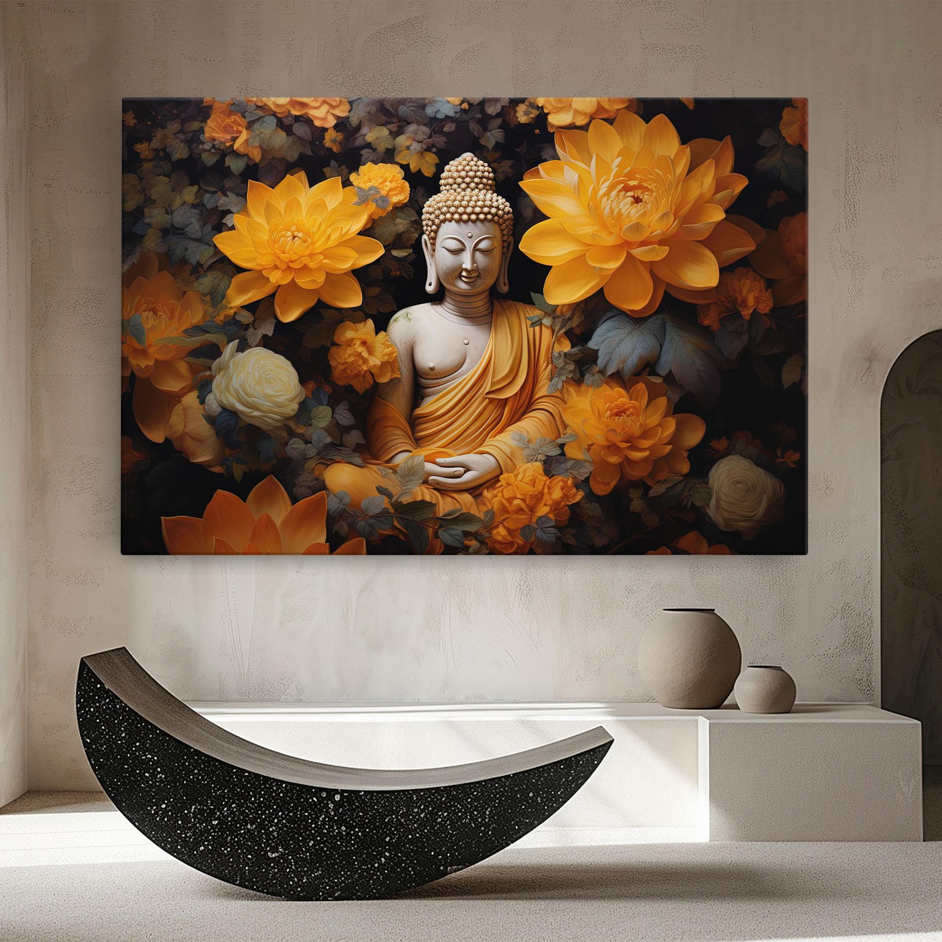 Vászonkép Buddha Big Flowers mockup 8