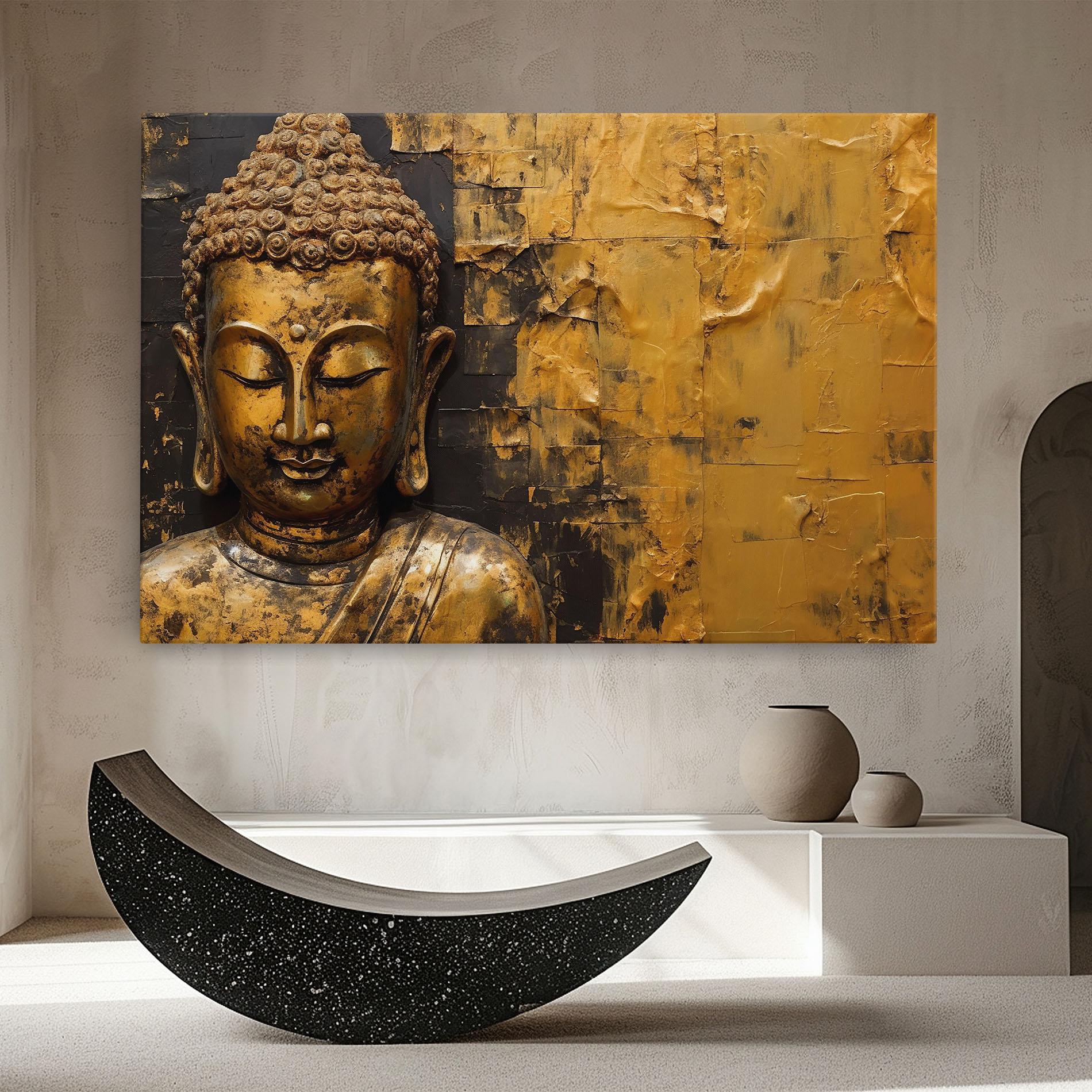 Vászonkép Gold Paint Buddha mockup 8