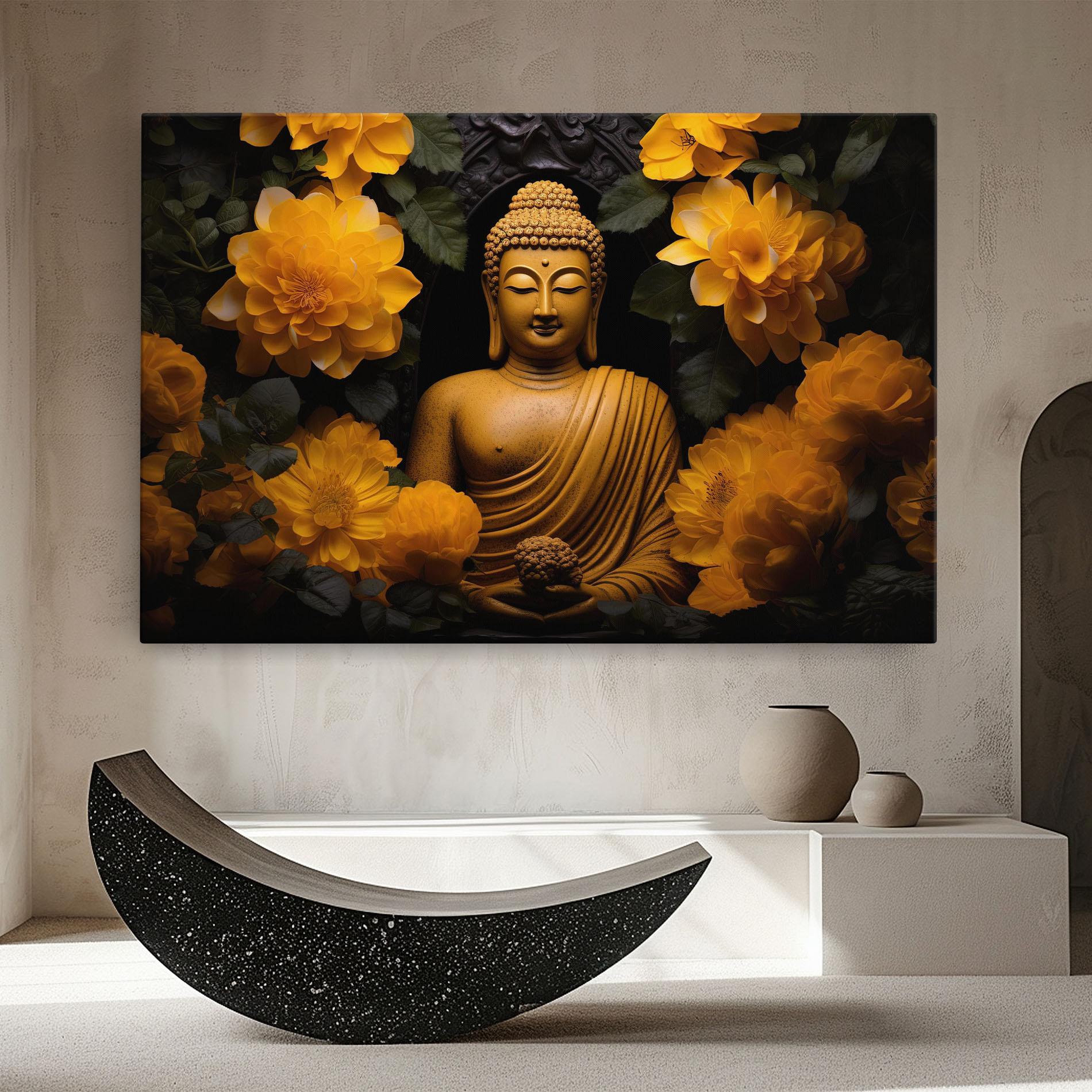 Vászonkép Vecteezy_buddha Statue Surrounded By Yellow Flowers Ai Generated_27745002_860 mockup 8