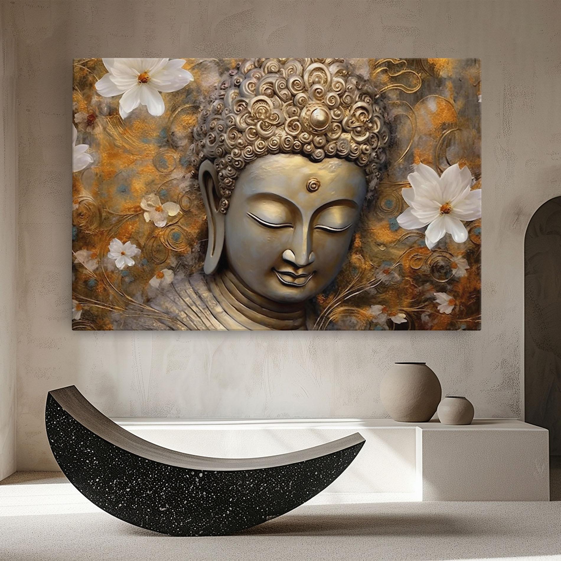 Vászonkép White Flower Buddha Art mockup 8