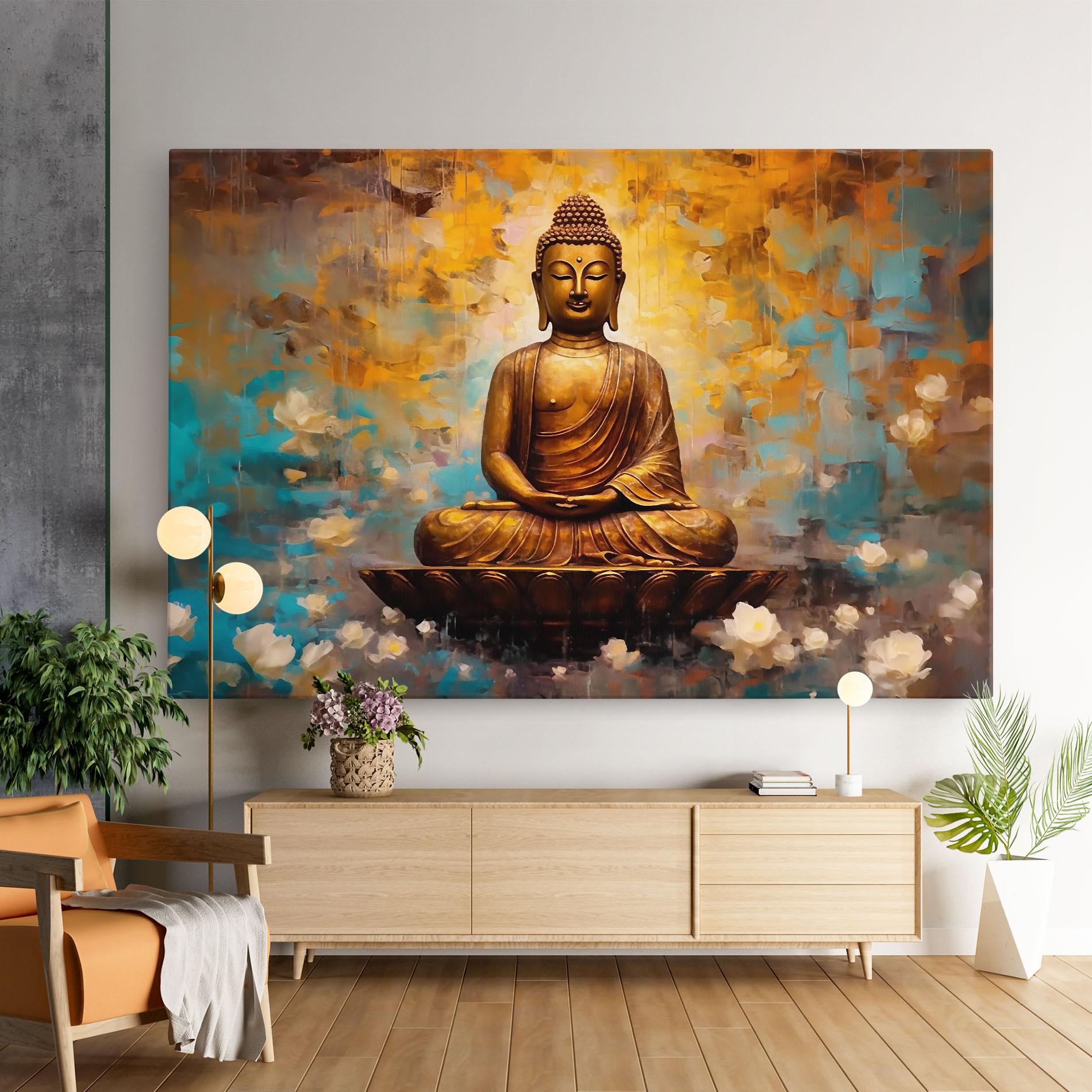 Vászonkép Blue Gold Buddha mockup 9