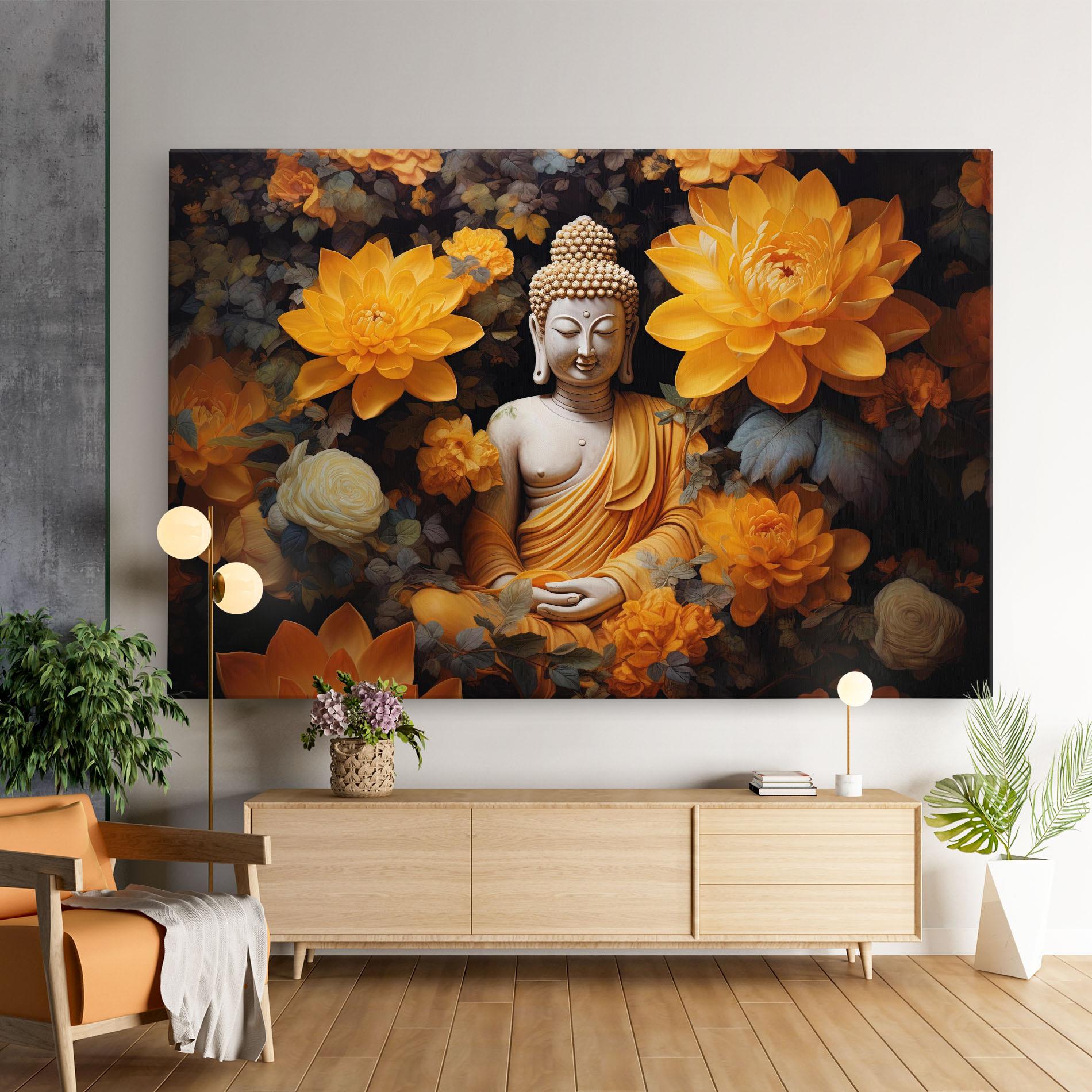 Vászonkép Buddha Big Flowers mockup 9