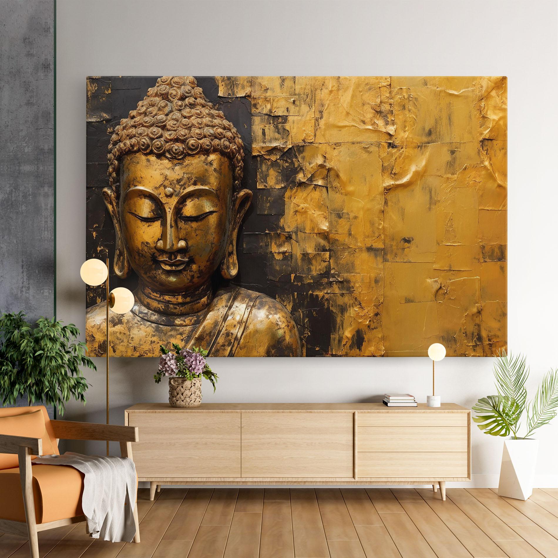 Vászonkép Gold Paint Buddha mockup 9