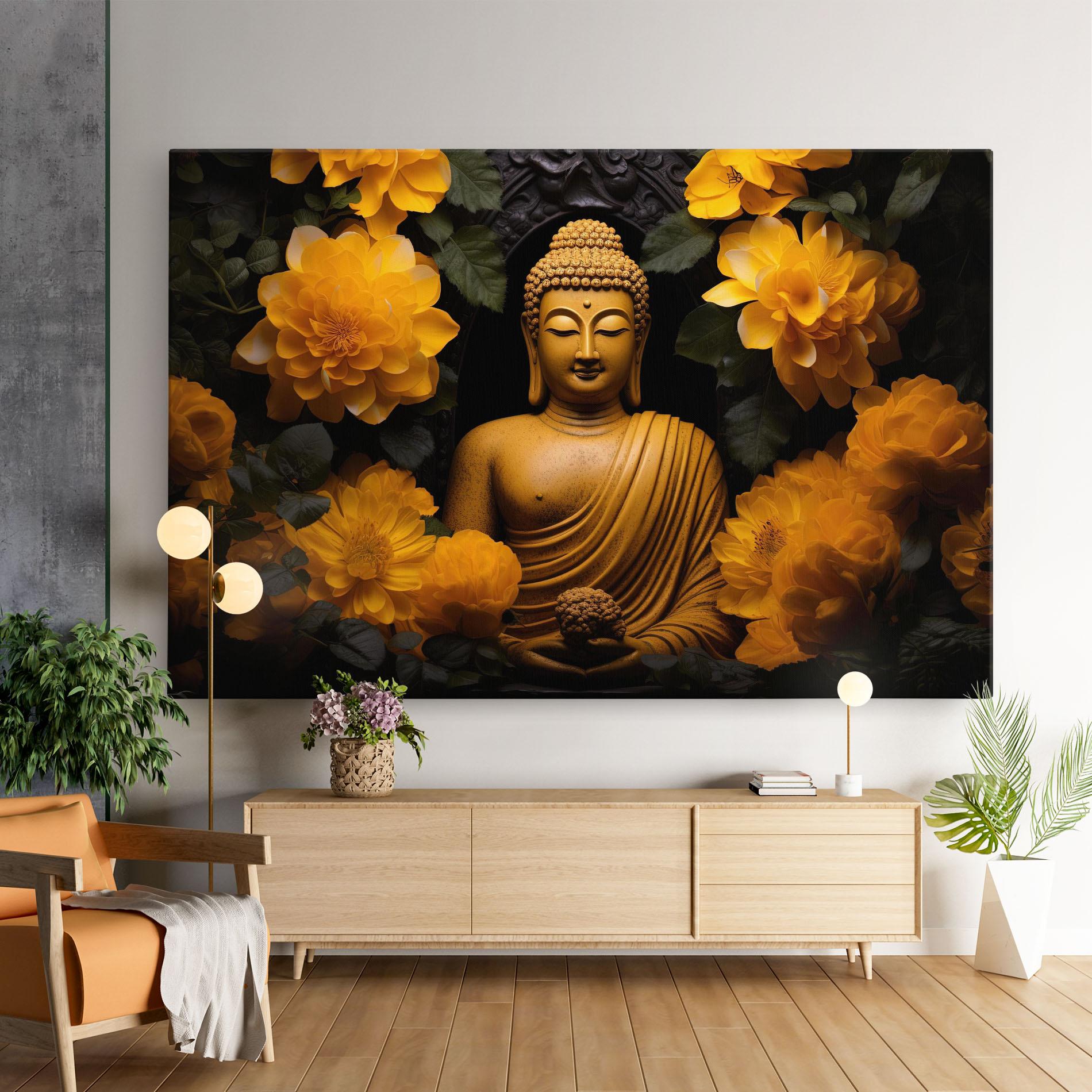 Vászonkép Vecteezy_buddha Statue Surrounded By Yellow Flowers Ai Generated_27745002_860 mockup 9