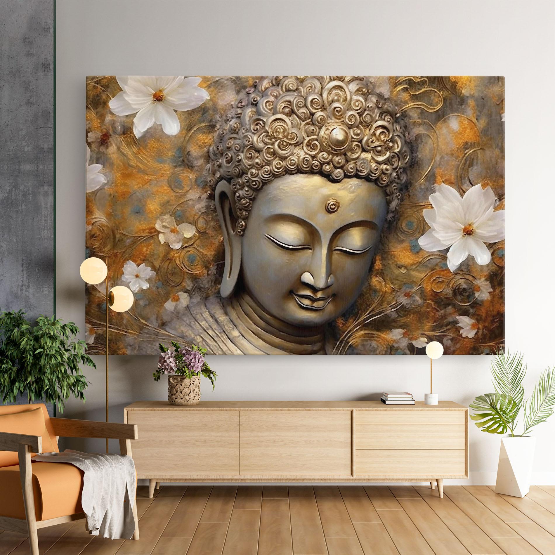 Vászonkép White Flower Buddha Art mockup 9