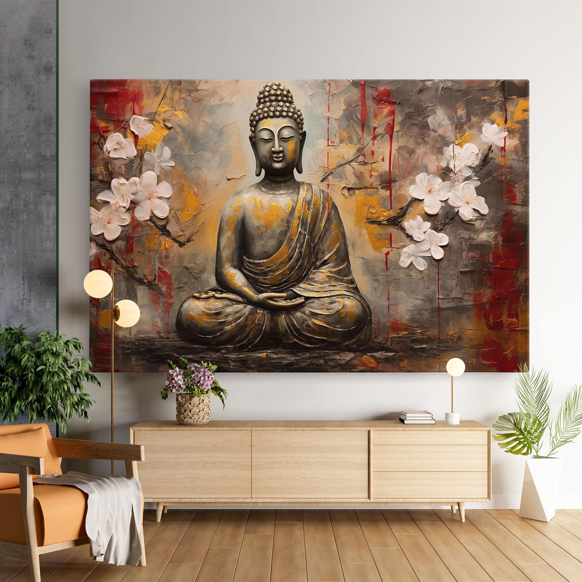 Vászonkép White Red Buddha mockup 9